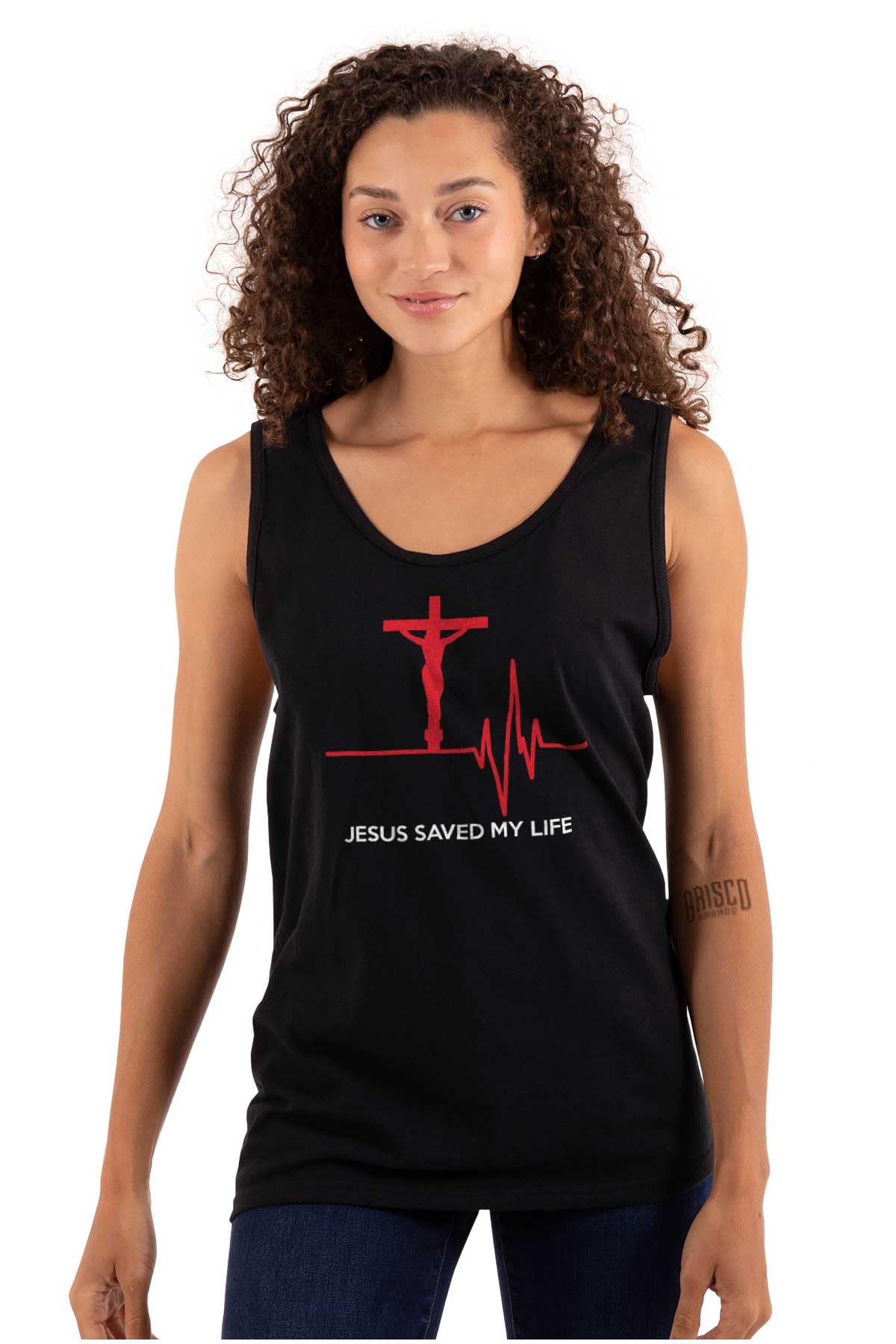 Christian Strong Jesus Saved My Life Crucifix Tank Top for Men & Women - Faith Inspired Casual Wear for Church, Bible Study & Everyday Outfits