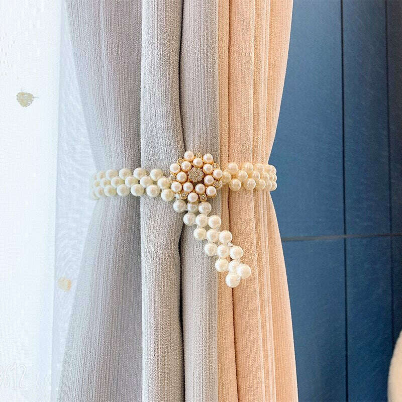 Ethan Pearl Curtain Tiebacks - Elegant Window Drapery Holdbacks for Living Room, Bedroom & Wedding Decor - Premium Home Decor Accessories