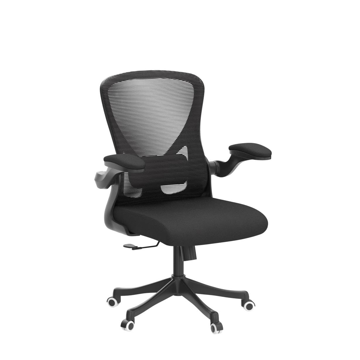 Ergonomic Office Chair with Adjustable Flip-Up Armrests & Lumbar Support - Thickened Cushion Desk Chair with Wheels, Home Office Computer Chair for Back Pain Relief (Black) - Perfect for Long Hours Sitting, Gaming & Remote Work