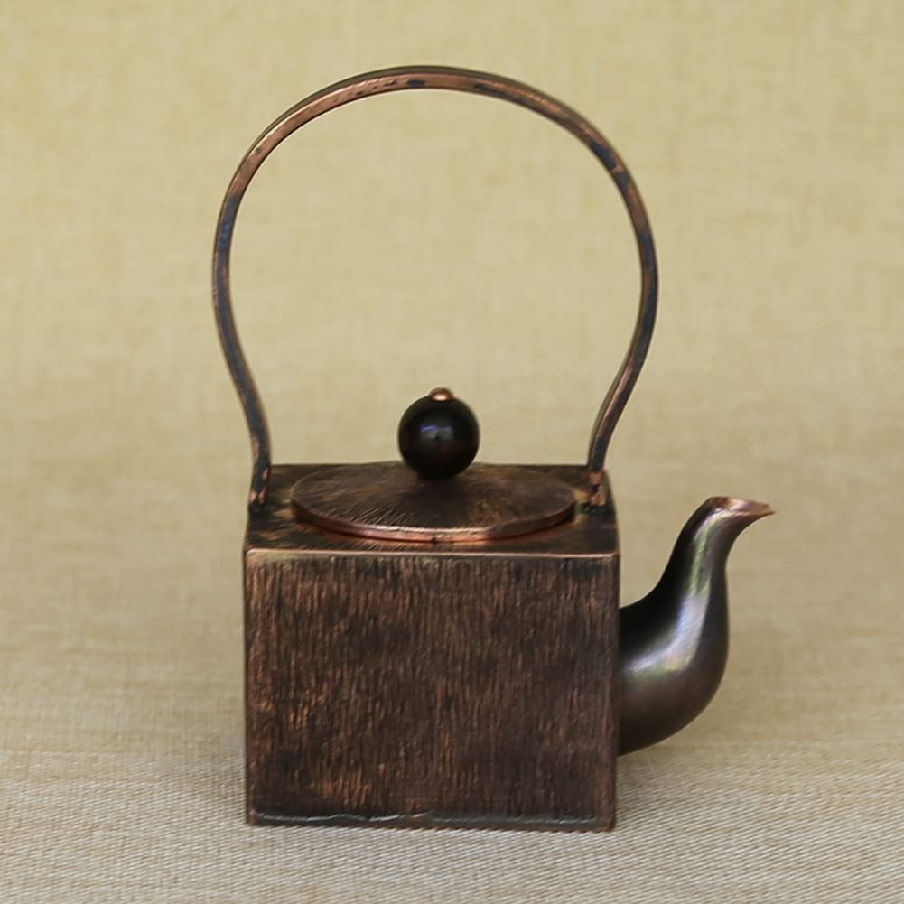 Handmade Pure Copper Teapot - Small Thick Copper Kettle, Hexagonal & Four-Corner Tea Set for Health Benefits | Perfect for Home Brewing, Tea Ceremonies & Unique Gifts