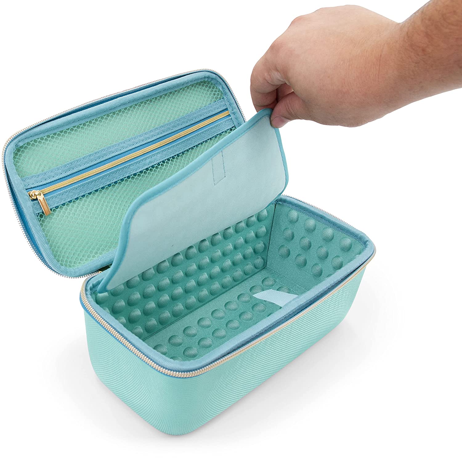 CASEMATIX Professional Barber Travel Case for Clippers, Hair Trimmers & Buzzers – Portable Salon Organizer for Hairstylists – Turquoise Storage for Hair Cutting Tools – Perfect for Travel, Salon & Home Use