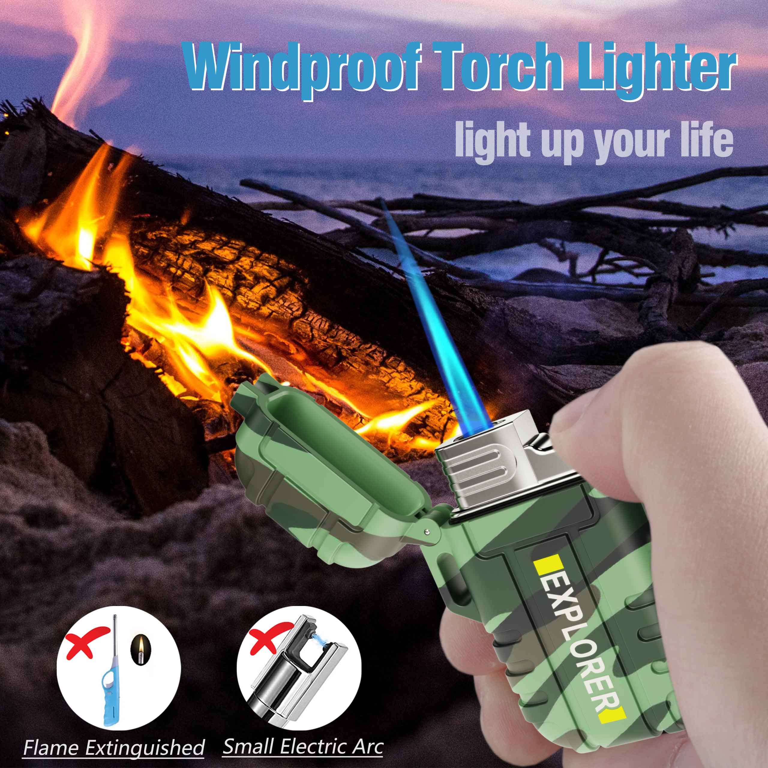 Refillable Windproof Torch Lighter for Camping, BBQ & Outdoor Use
