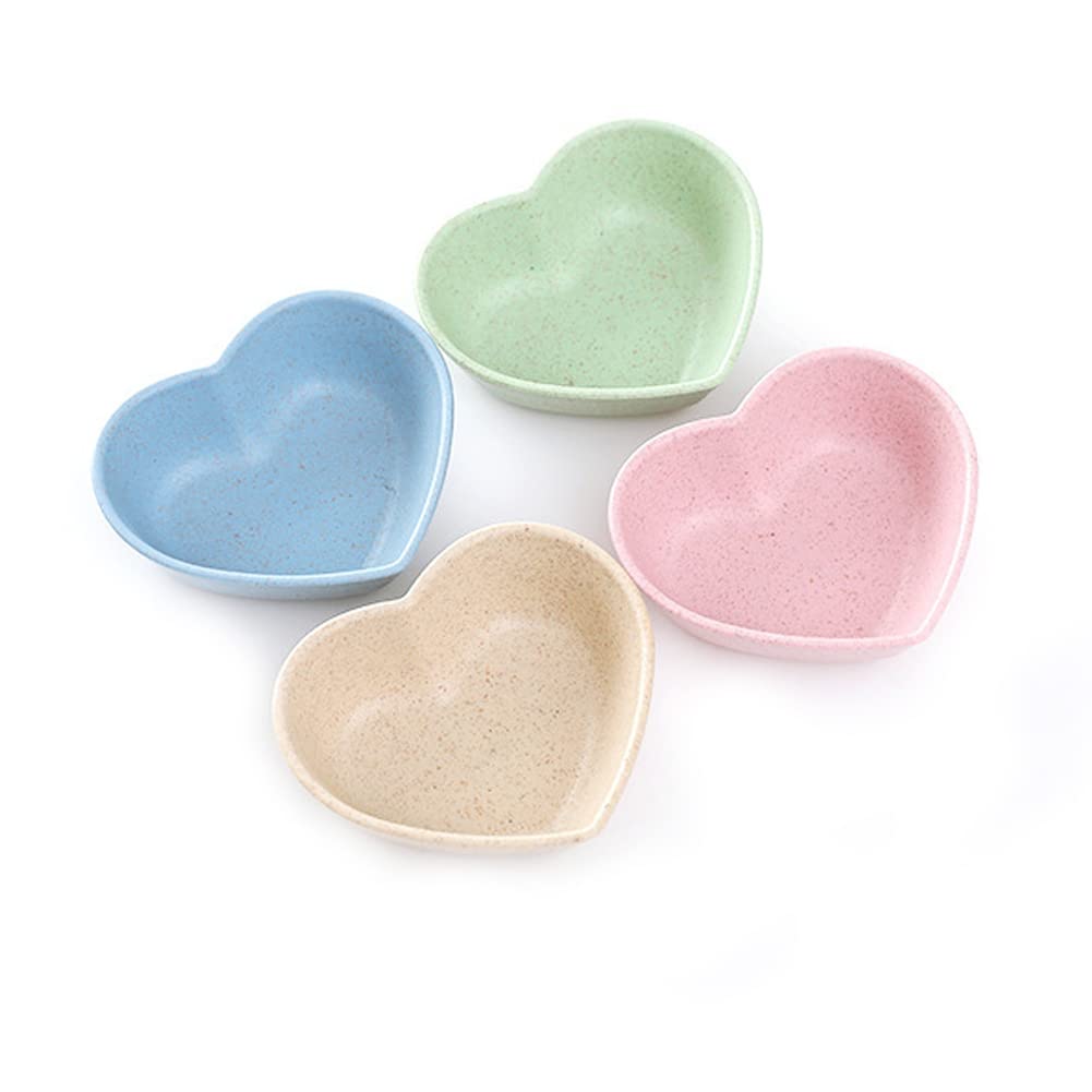 10-Piece Assorted Color Plastic Mini Heart-Shaped Sauce Dishes - Small Dipping Bowls for Soy Sauce, Condiments & Appetizers - Perfect for Home Kitchen, Restaurants & Party Serving Trays