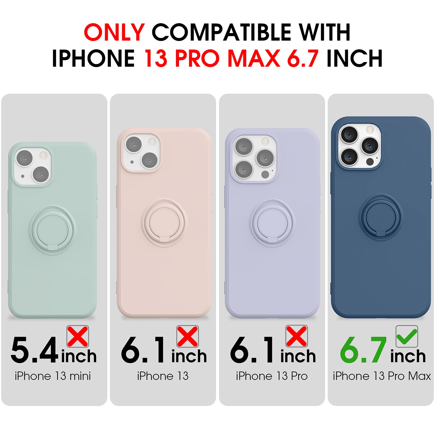 Abitku iPhone 13 Pro Max Case (6.7 inch 2021) - Premium Silicone Cover with 360° Ring Kickstand & Magnetic Car Mount Support | Includes Microfiber Cloth | Full Body Protection | Purple | Perfect for Work, Travel & Daily Use