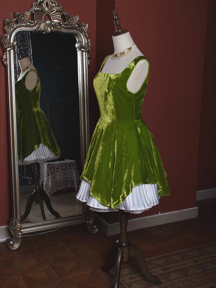 Elegant A-Line Green Velvet Homecoming Dress | Short Prom Dress J6649 | Perfect for Dances, Parties & Special Occasions