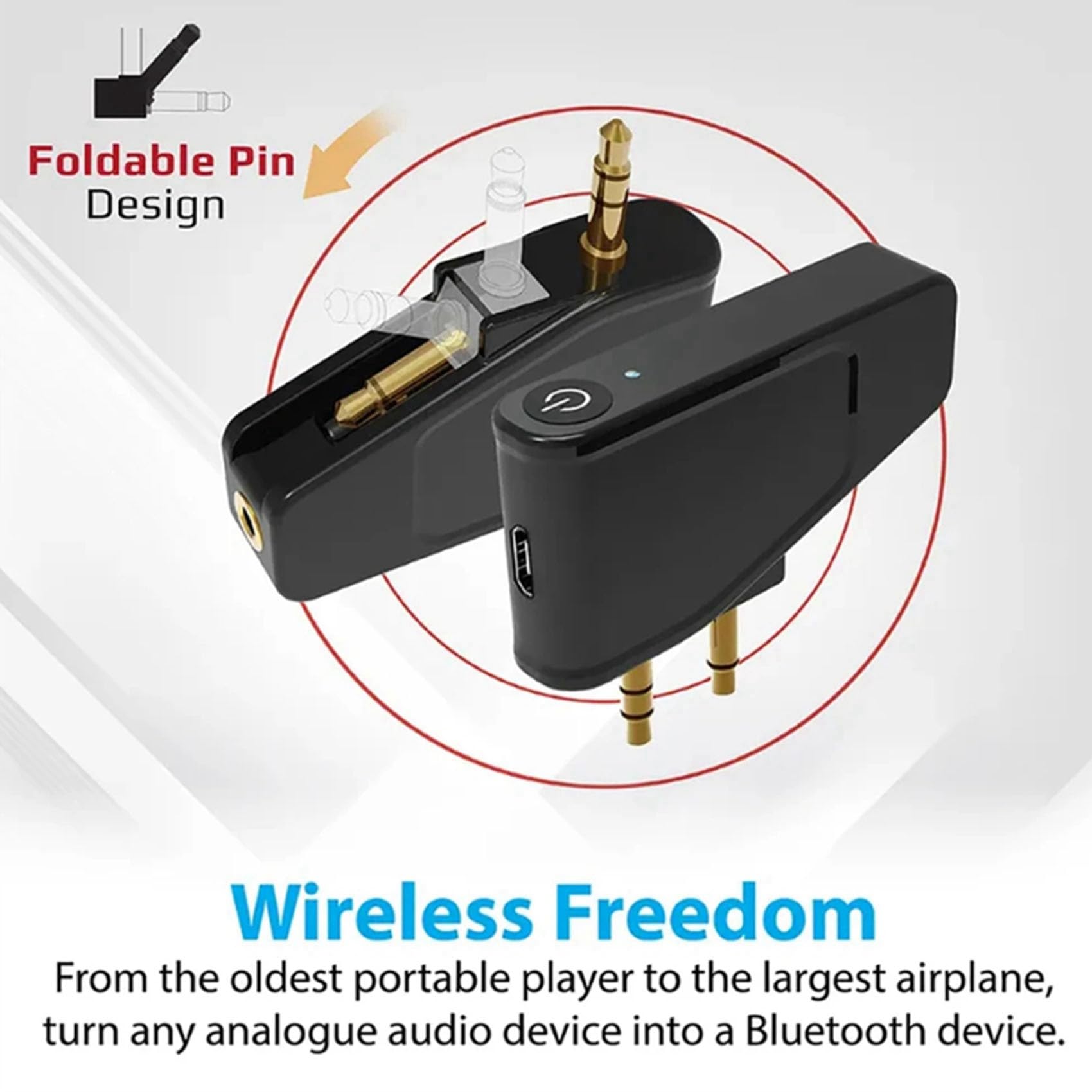 Decqerbe 2X Bluetooth 5.3 Airplane Adapter - Wireless Flight Headphone Transmitter for Shure Aonic 40/50, Noise Cancelling Headphones - Perfect for In-Flight Entertainment & Travel