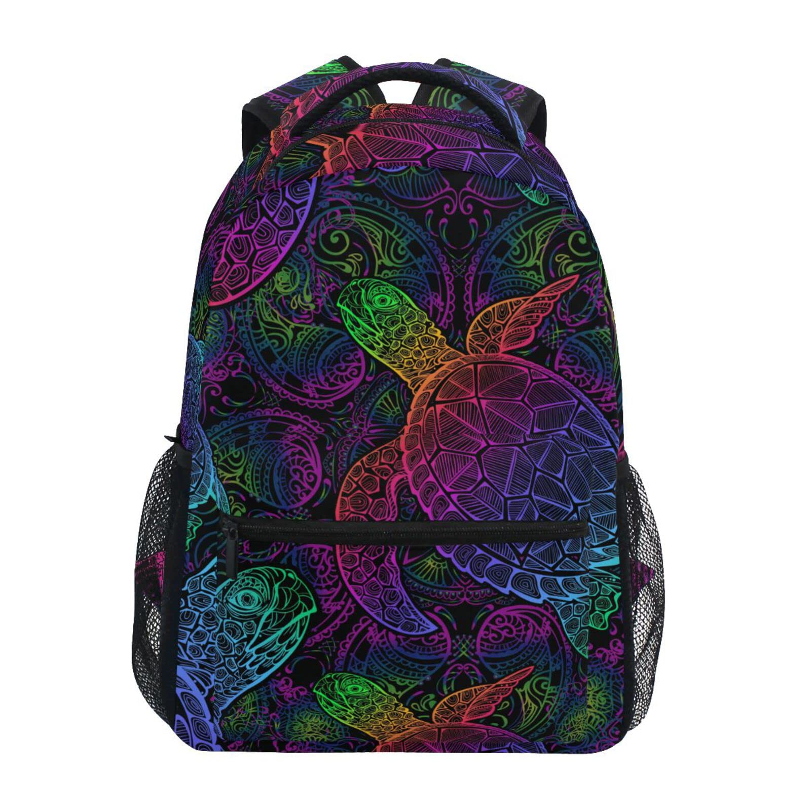 Boho Sea Turtle Mandala Backpack for Women & Men - Stylish Laptop Bookbag for School, College, Travel & Work - Lightweight Daypack with USB Charging Port - Perfect for Commuting, Hiking & Daily Use