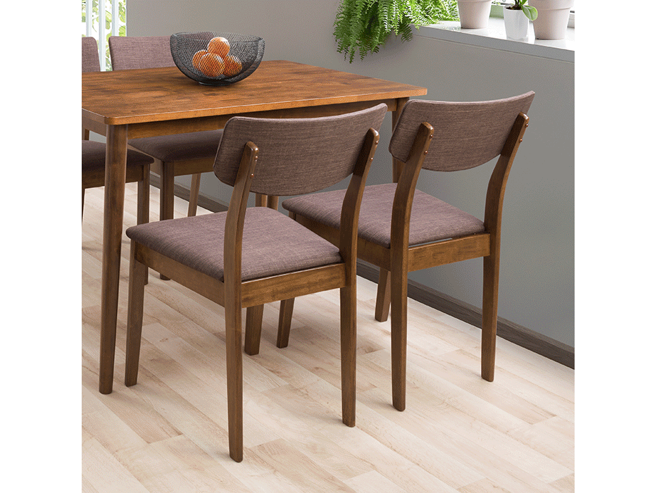2 Walnut Wood Dining Chairs Set - Solid Wood Modern Kitchen Chairs with Padded Seat for Dining Room, Kitchen, Breakfast Nook & Home Decor