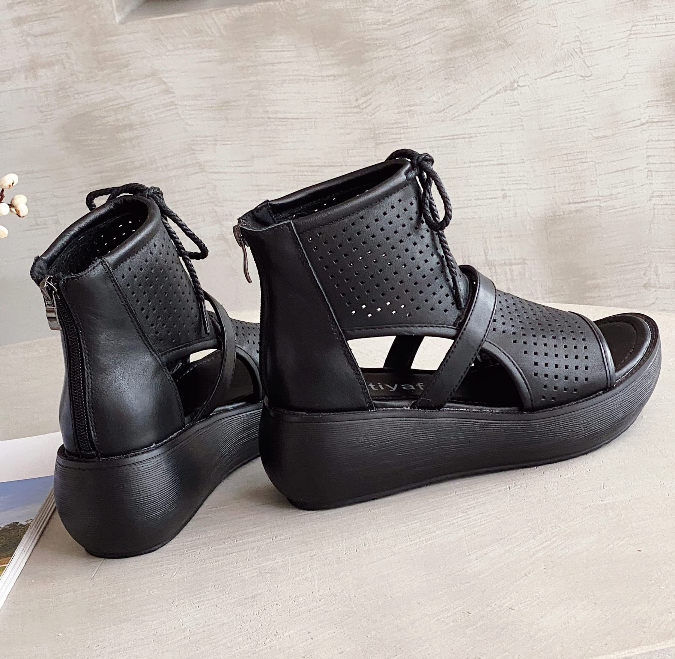 Women's High Top Leather Boot Sandals - Open Toe Cutout Design Fashion Sandals for Women | Perfect for Summer Outfits, Beach Vacations & Boho Chic Style
