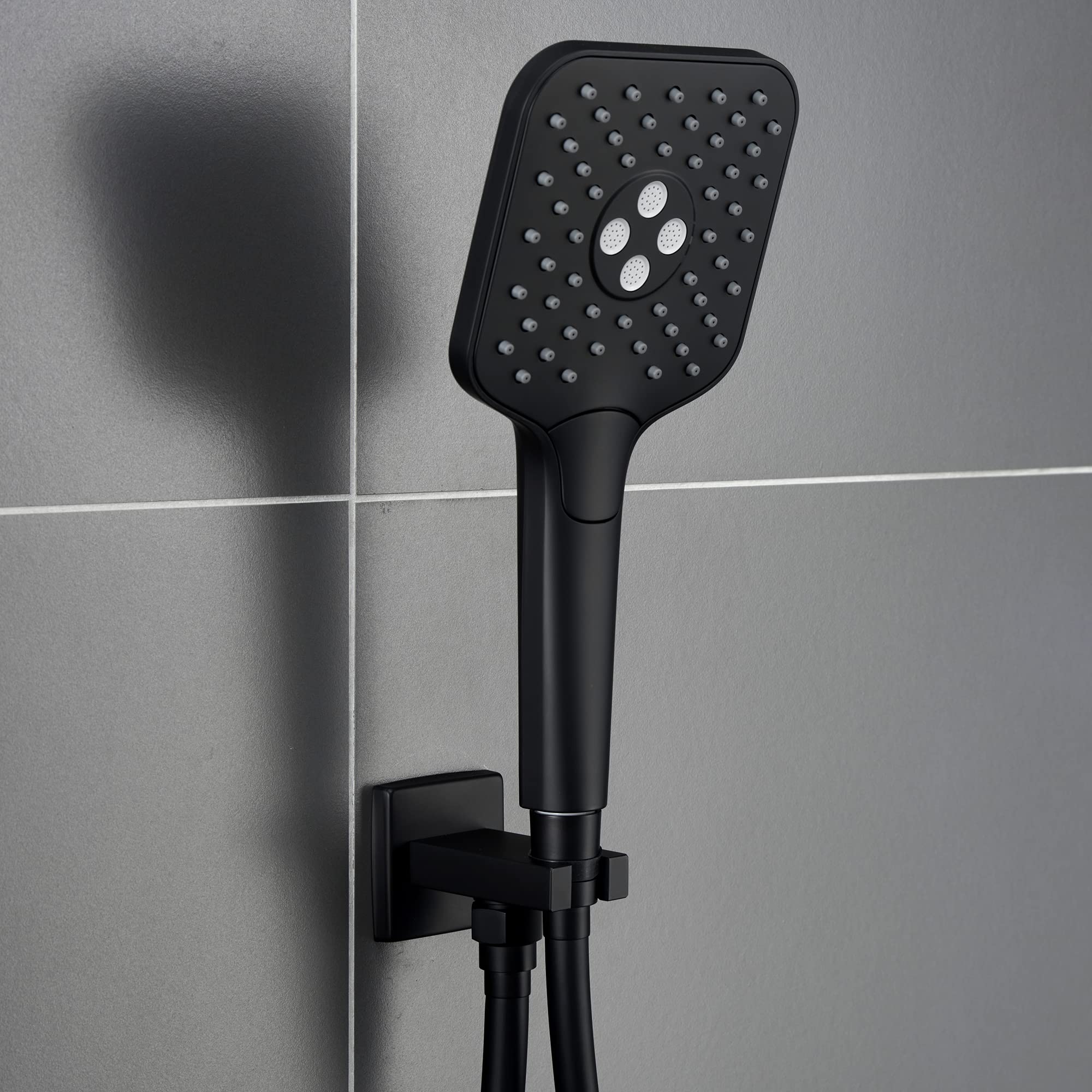 Gabrylly 3-Setting High Pressure Handheld Shower Head with Hose - Matte Black Bathroom Shower Accessory for Relaxing Spa Experience at Home