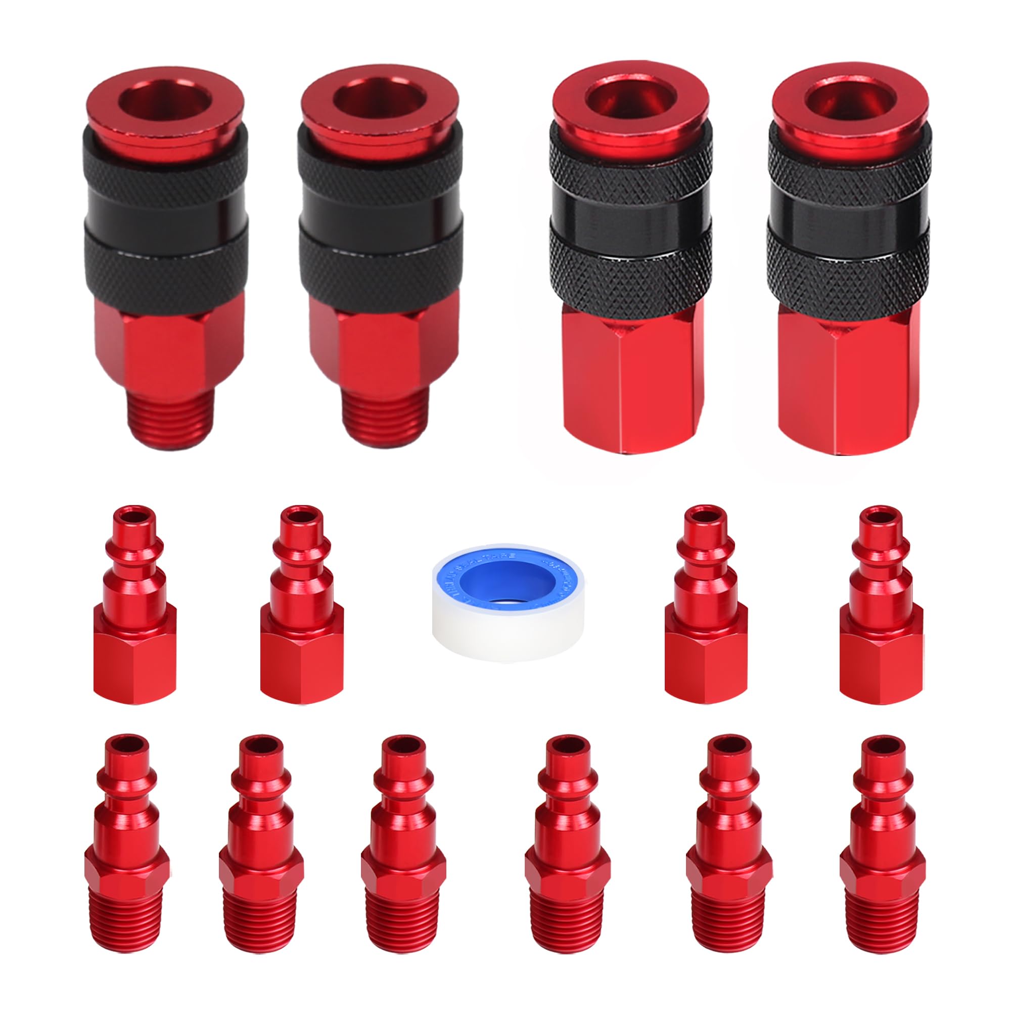 15 PCS No Rust Air Hose Fittings Kit - Quick Connect Air Compressor Accessories for Industrial Tools (Male & Female High Flow Couplers) - Perfect for Pneumatic Systems, Auto Repair & Workshop Applications