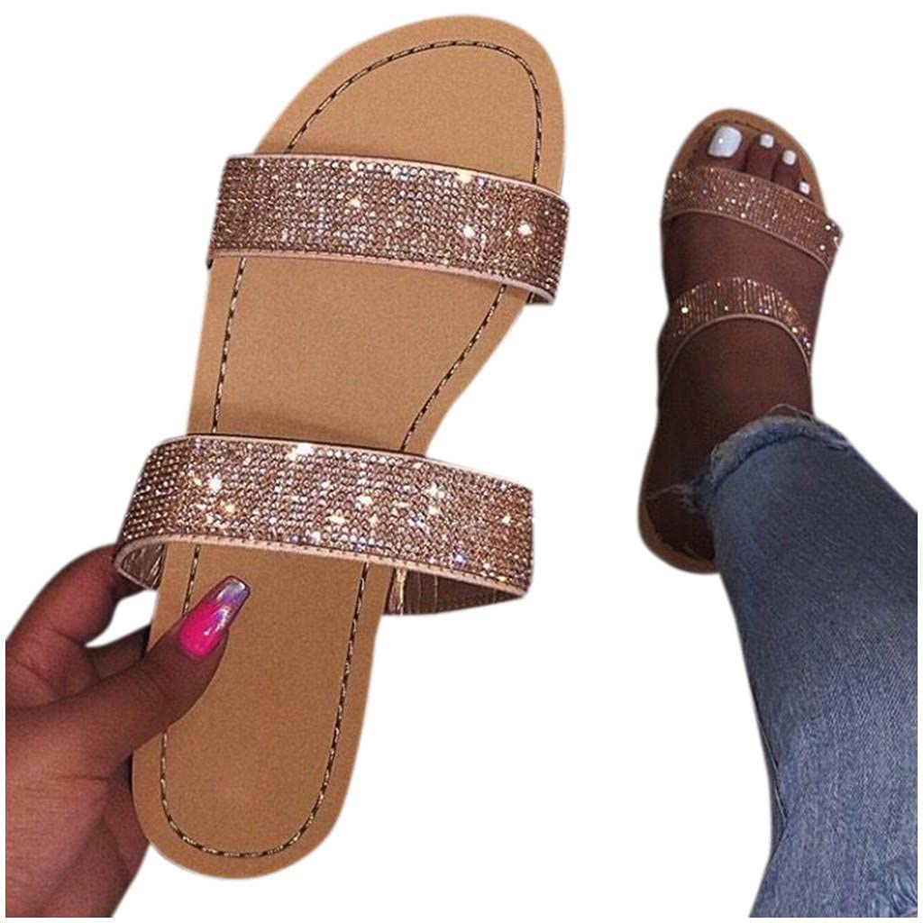 Trendy Women's Thong Sandals with Rhinestones - Comfortable Slip-On Open-Toe Flat Sandals for Summer & Dressy Occasions | Perfect for Beach, Pool, and Casual Outings