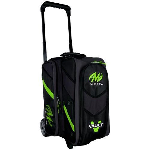 Motiv Vault Double Roller Bowling Bag - Grey and Lime Color, Durable & Spacious for Bowling Balls & Accessories | Perfect for League Play, Tournaments & Practice Sessions