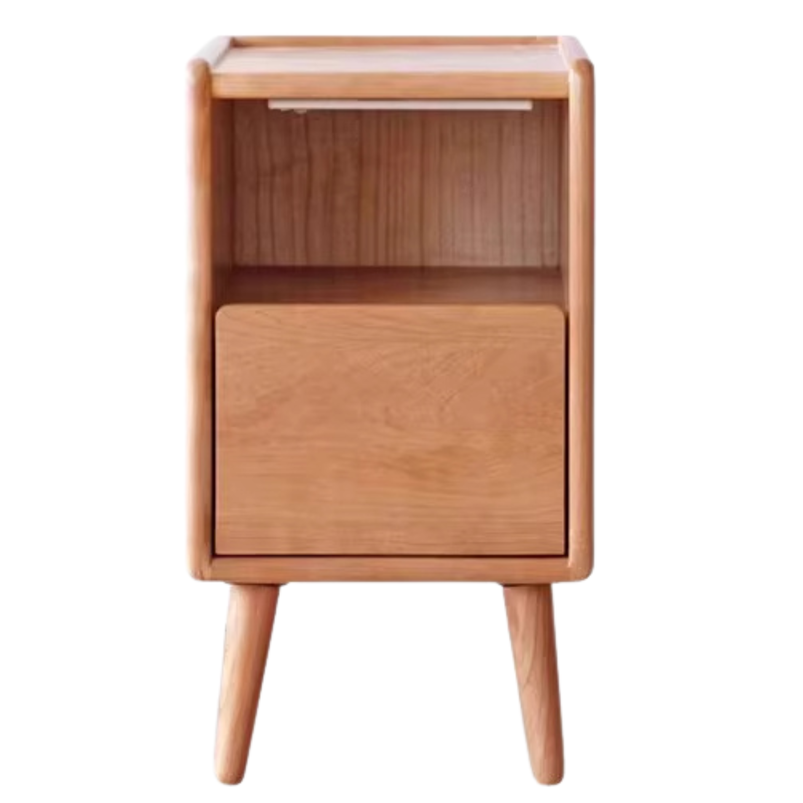 Solid Wood Ultra Narrow Nightstand - Oak, Rubber, Cherry - Perfect for Small Bedrooms, Apartments & Tight Spaces