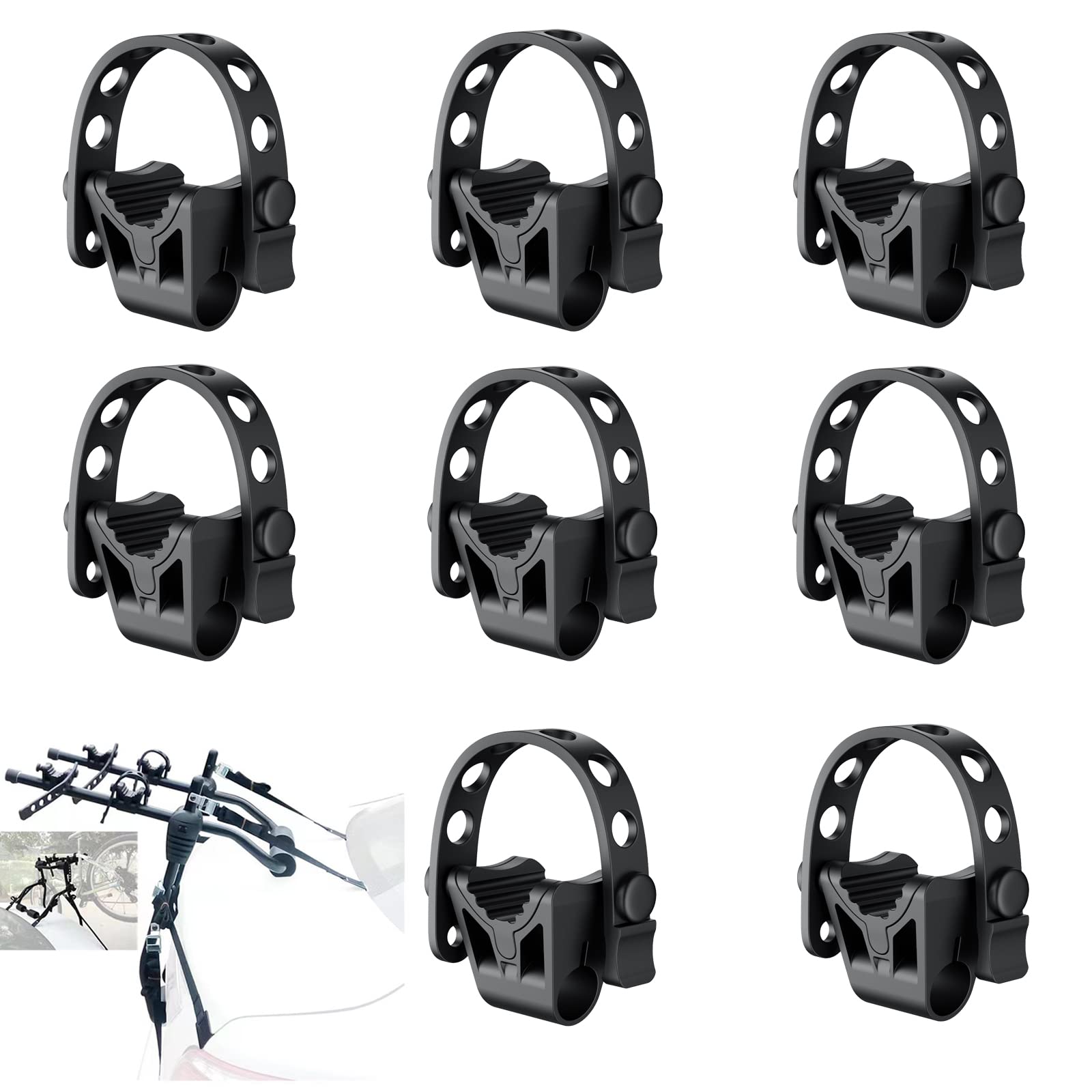 8 Pack Bike Rack Straps - Heavy Duty Adjustable Rubber Replacement Straps for Bicycle Rack Cradle & Carrier Mount - Fits 1