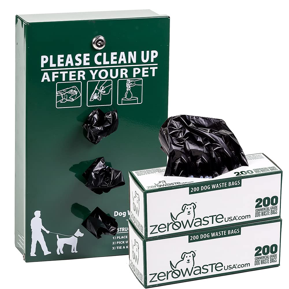 Eco-Friendly Starter Dog Waste Bag System - 400 Free Biodegradable Poop Bags in Gloss Green | Perfect for Park Walks, Backyard Cleanup & Travel