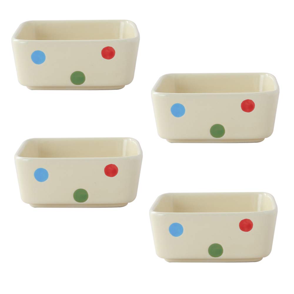 Colias Wing Dots Porcelain Ramekin Bowls Set of 4 - Perfect for Souffle, Creme Brulee & Baking - Elegant Serving Dishes for Desserts, Appetizers & Home Decor