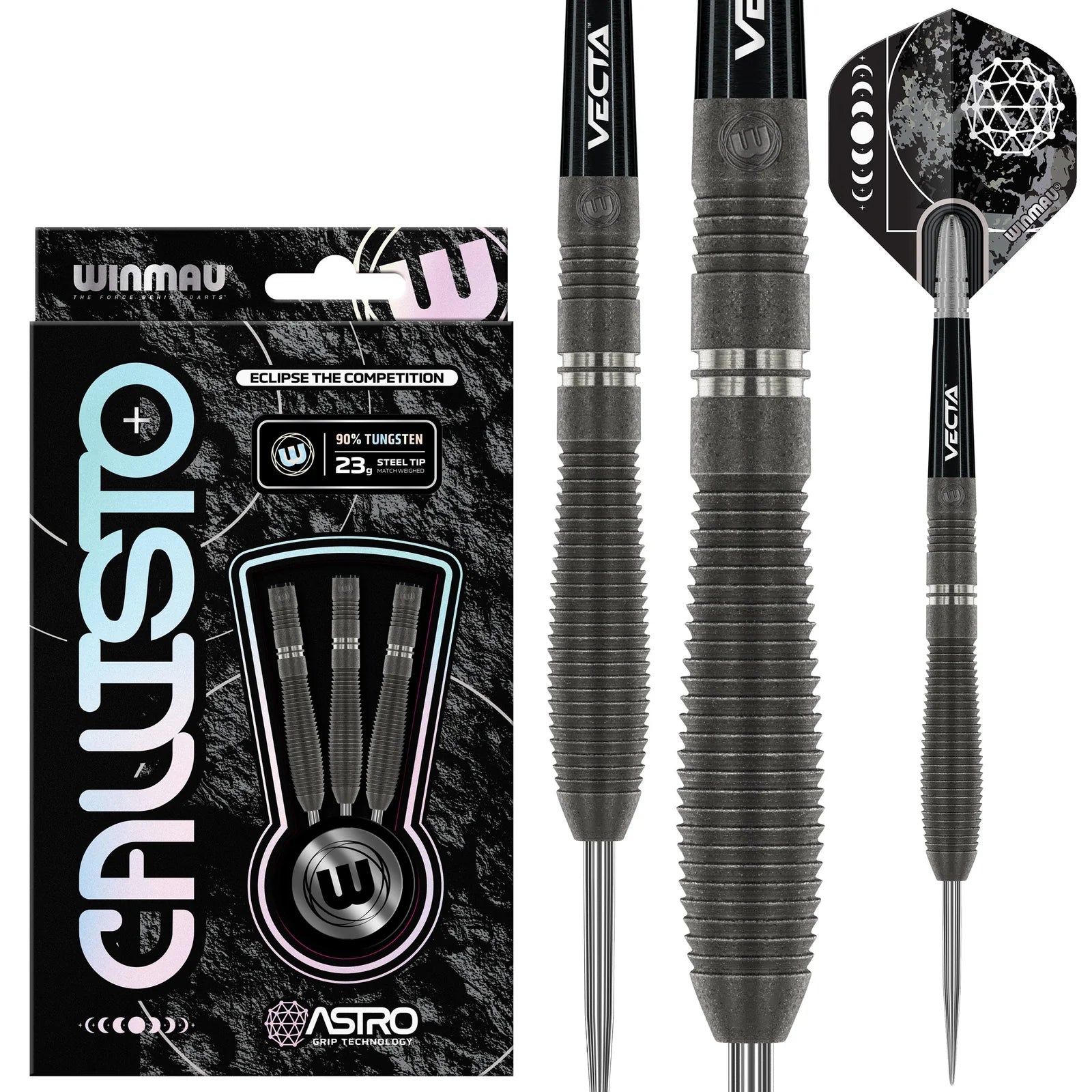 WINMAU Callisto 02 Professional Darts - 90% Tungsten Steel Tip Darts (23g) for Precision Play - Perfect for Tournaments, Pubs & Home Practice