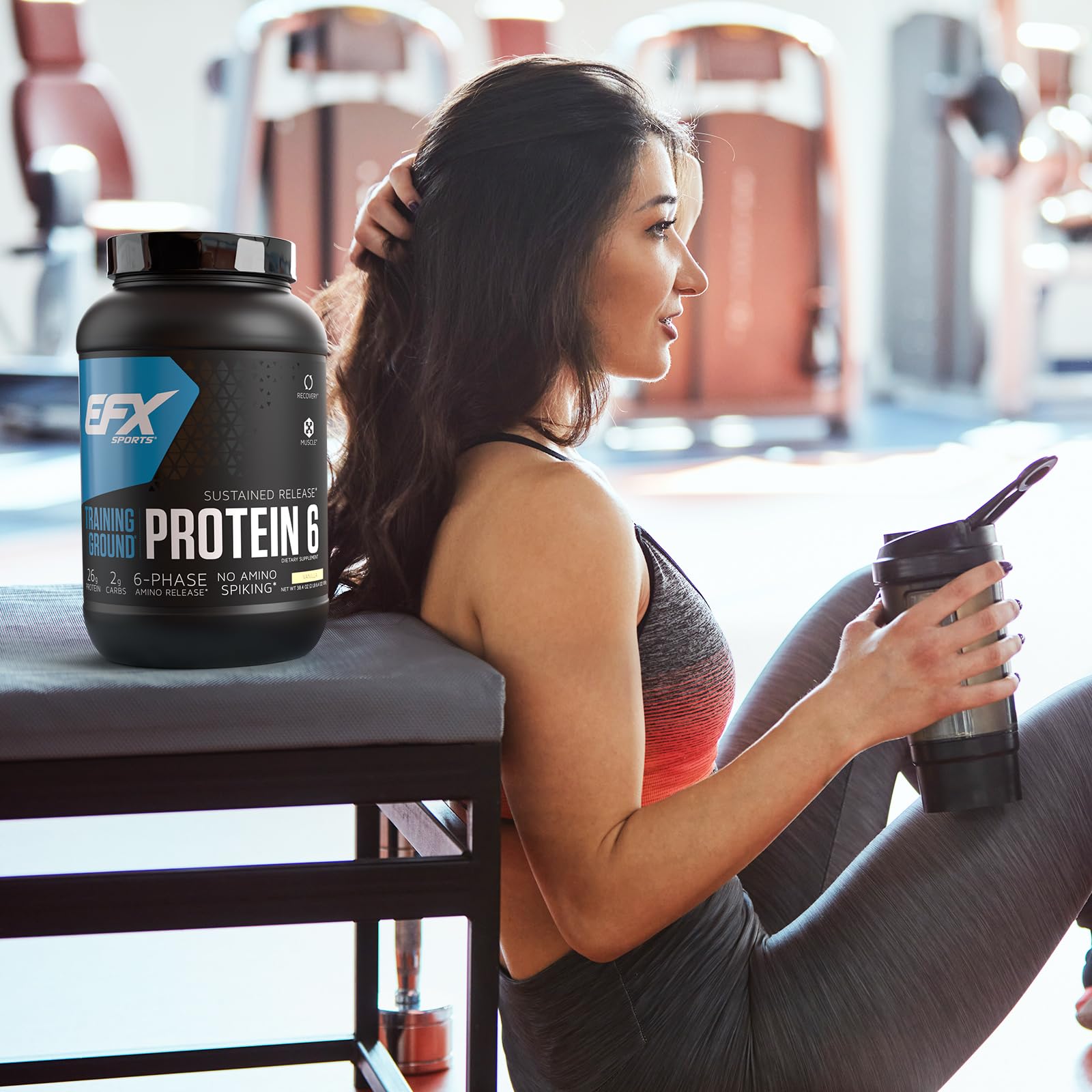 EFX Sports Training Ground Protein 6 - 26g 6-Source Sustained Release Protein Powder with Whey Isolate, Concentrate, Egg White & Pea Protein - Vanilla Flavor (32 Servings) for Post-Workout Recovery, Muscle Growth & Fitness Nutrition