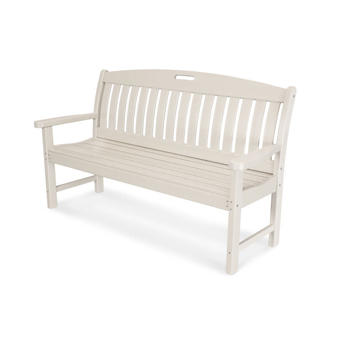 POLYWOOD Nautical 60-Inch Outdoor Bench - All-Weather Resin Wicker Patio Furniture for Poolside, Garden, Deck & Backyard Relaxation
