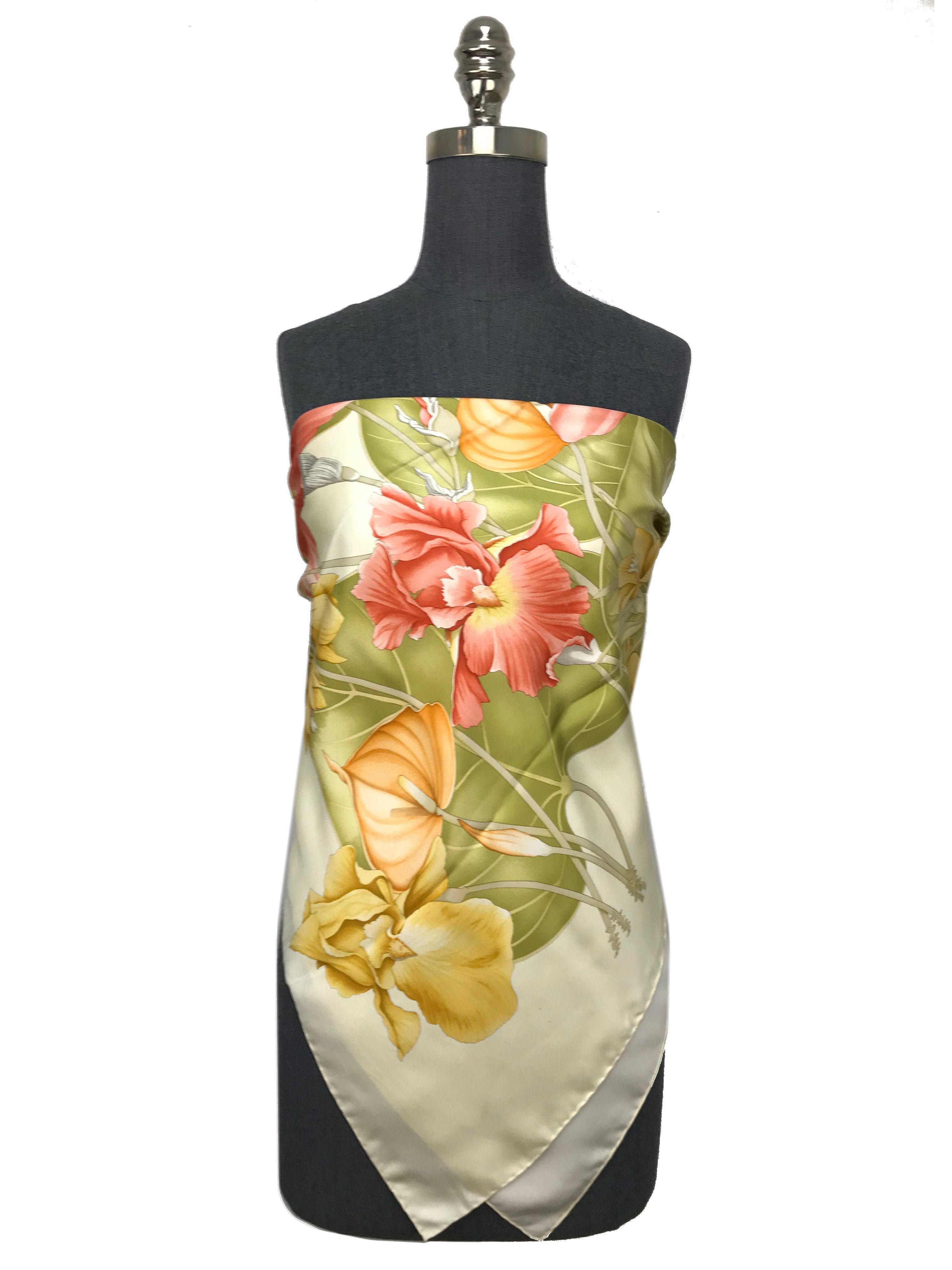 Salvatore Ferragamo Floral Silk Scarf for Women - Luxury Italian Fashion Accessory for Elegant Outfits & Special Occasions