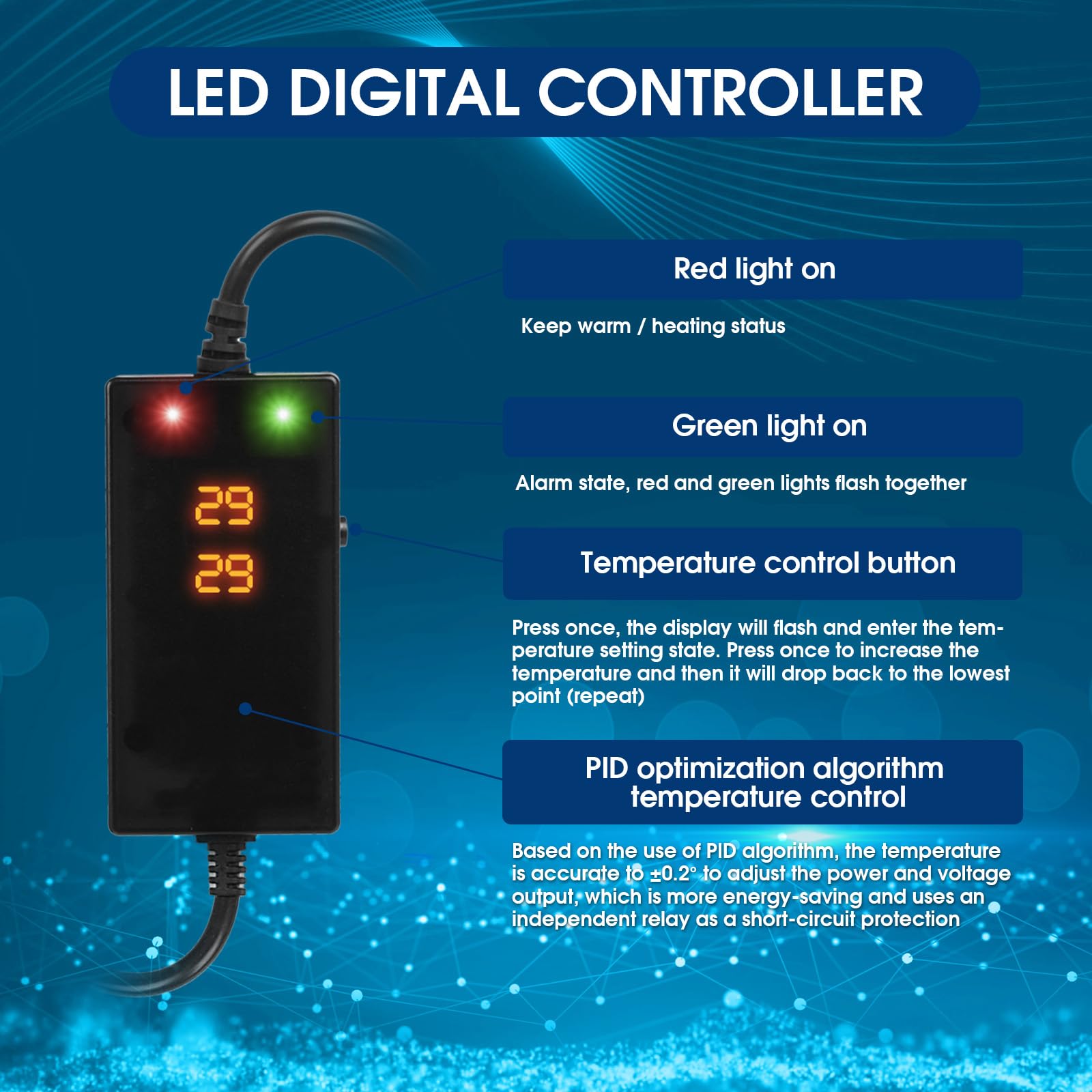 500W Submersible Aquarium Heater with Intelligent Frequency Conversion - Over-Temperature Protection & Auto Power-Off | Fish Tank Water Heater for Freshwater/Saltwater Tanks | Perfect for Tropical Fish, Marine Life & Reptile Habitats