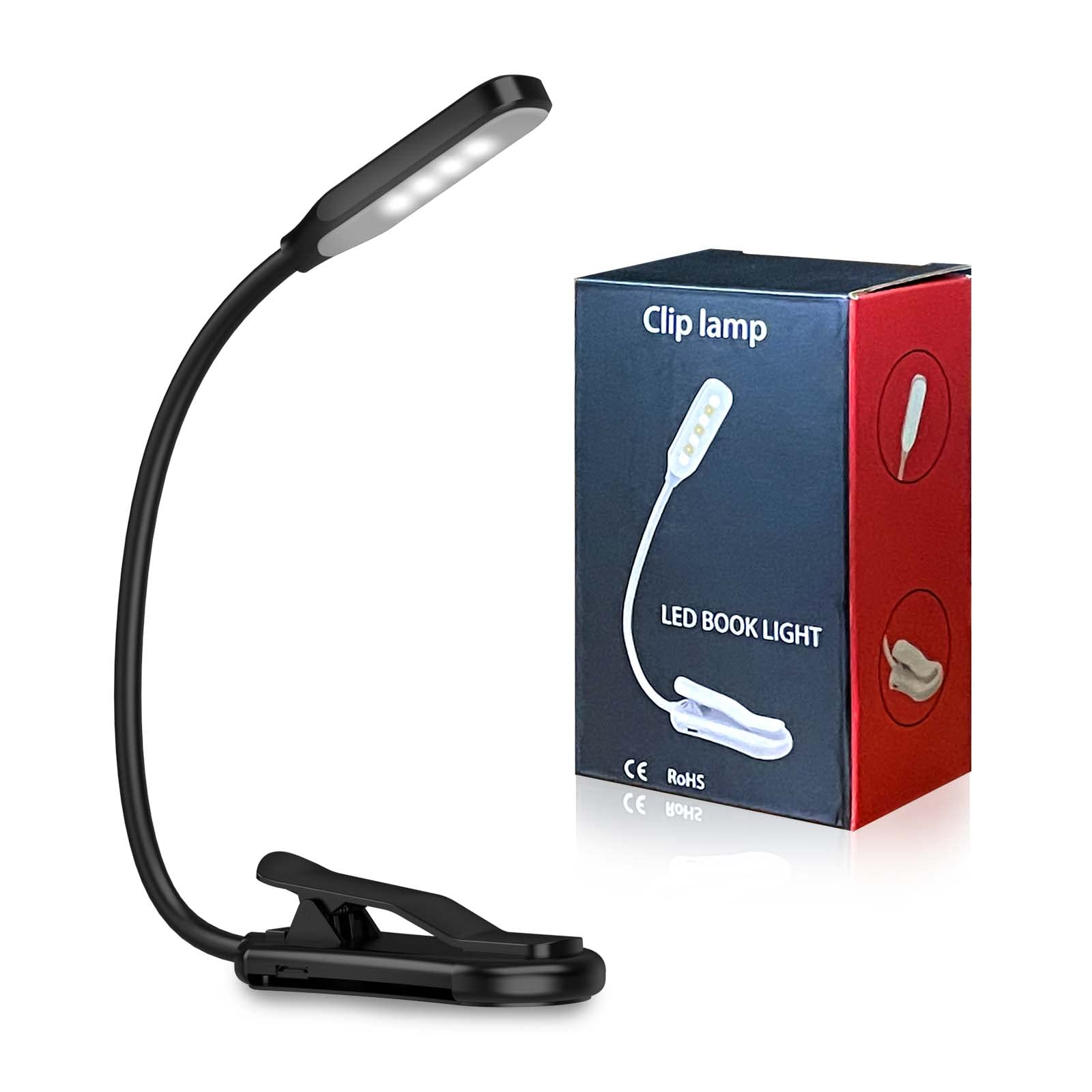 AMIR Rechargeable 7 LED Clip-On Book Light - Adjustable Warm Light for Night Reading in Bed, 3 Color Modes, Eye-Caring Reading Lamp for Adults & Kids - Perfect for Bedtime Stories, Studying, and Travel