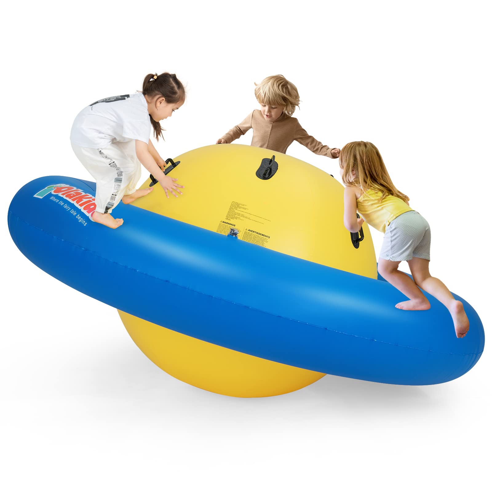 OLAKIDS 8FT Inflatable Dome Rocker Bouncer for Kids - Giant Outdoor Roll & Play Seesaw with 6 Secure Handles (Supports Up to 250 LBS) - Perfect for Backyard, Birthday Parties, and Indoor Playrooms