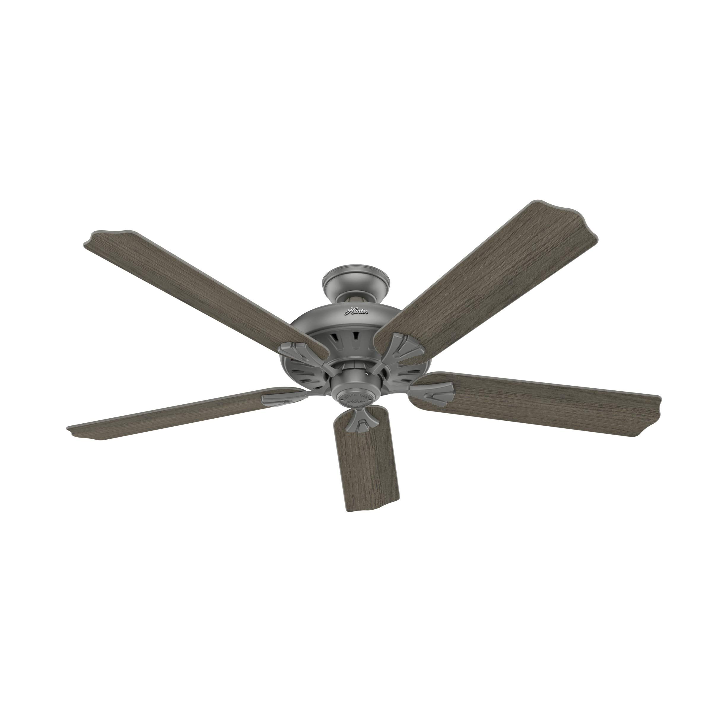 Hunter Royal Oak Indoor Ceiling Fan with Remote Control - 52 Inch, 3 Blades, Low Profile Flush Mount, Quiet Reversible Motor - Perfect for Bedroom, Living Room, Office (Renewed)