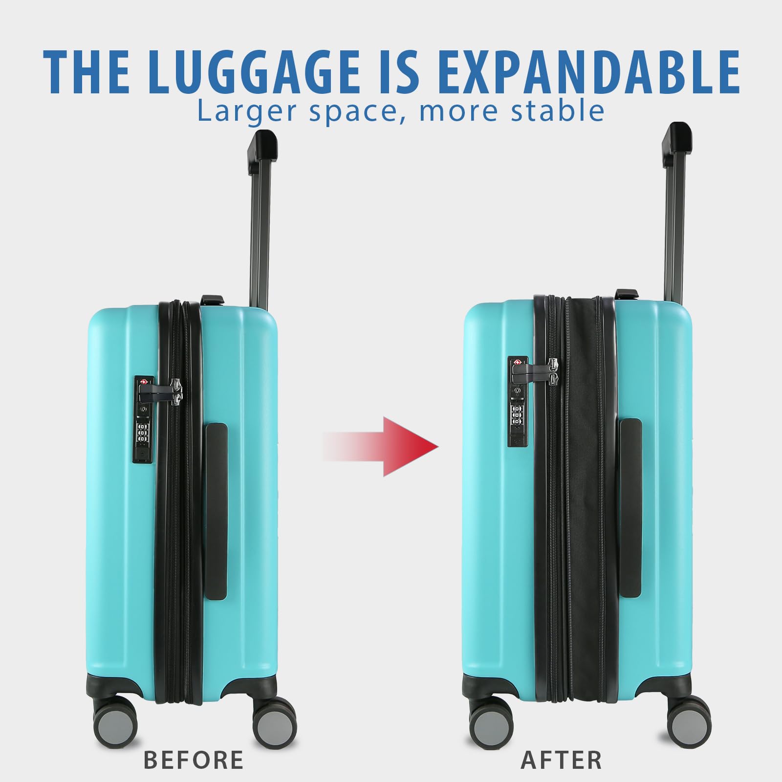 KROSER 20-Inch Hardside Expandable Carry On Luggage with 360° Spinner Wheels, Built-in TSA Lock & USB Charging Port - Durable Lightweight Suitcase for Travel, Business Trips & Weekend Getaways (Lake Blue)