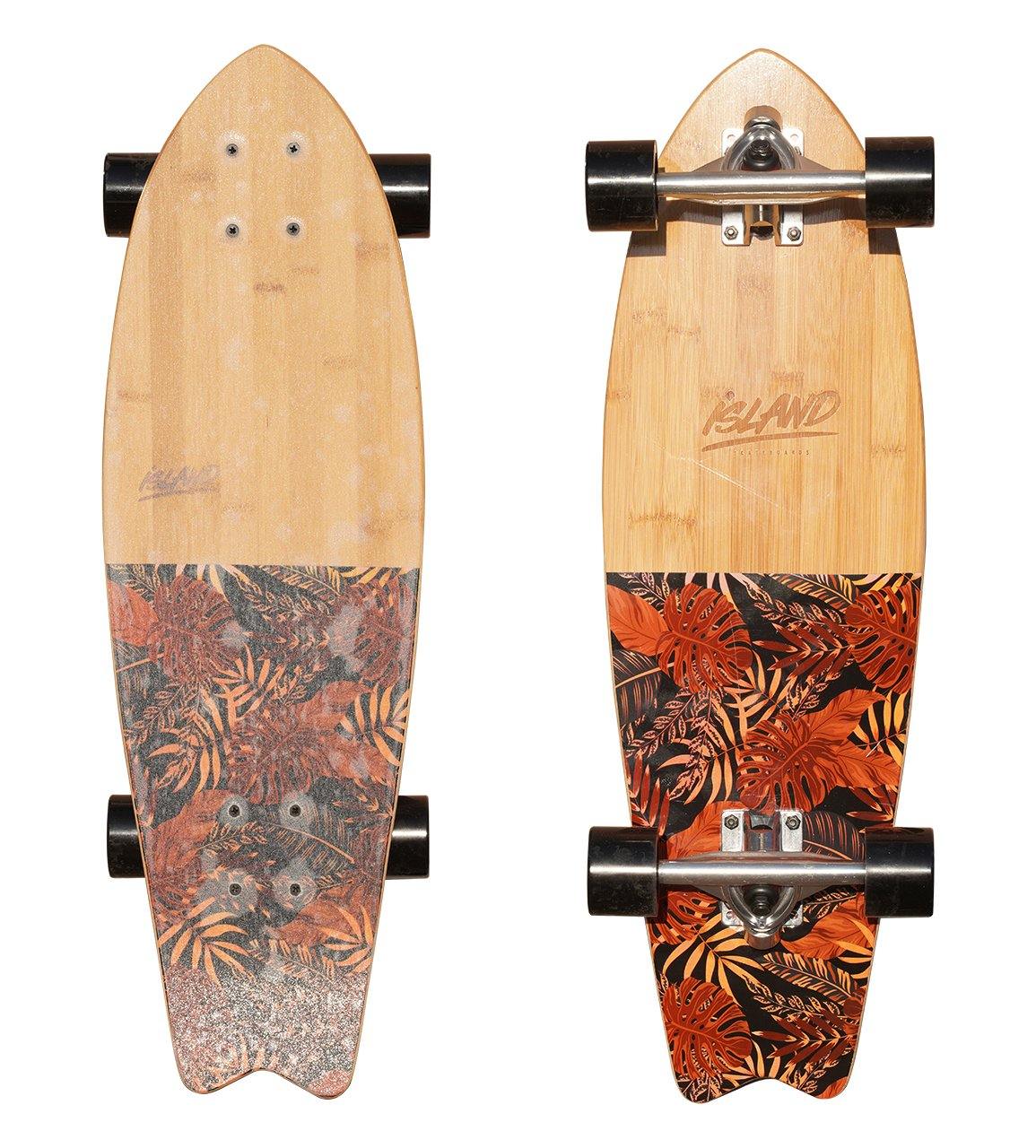 SKATE ISLAND FISH TAIL CRUISER 28 Inch Longboard Skateboard - Perfect for Cruising, Commuting & Beach Riding