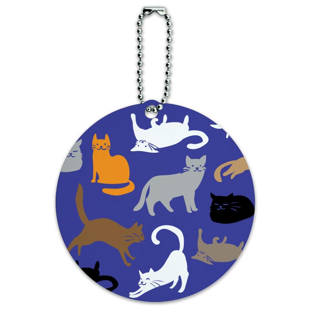 Crazy Cat Pattern Round Luggage ID Tag - Durable Suitcase Name Tag for Travel Bags & Carry-Ons - Perfect for Airports, Vacations & Pet Lovers