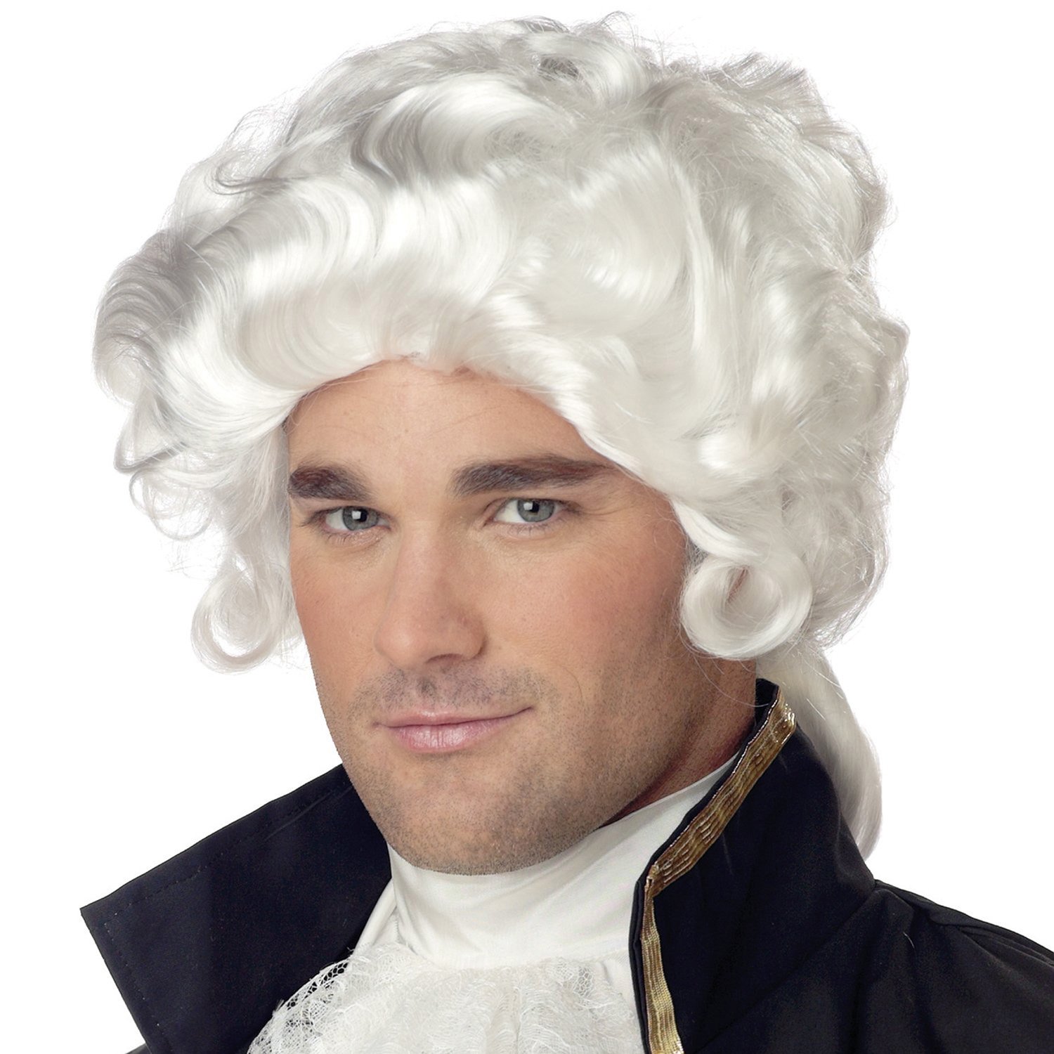 Colonial Man Wig for Costume & Historical Reenactment - White Powdered Wig for Men - One Size Fits Most - Perfect for Halloween, Theater Performances, and 18th Century Events