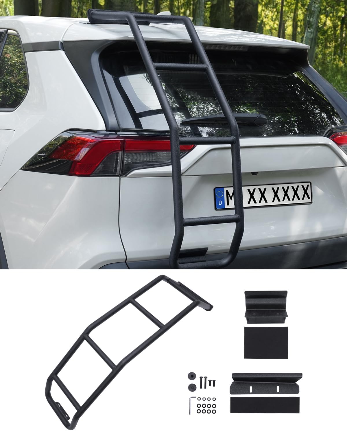 2019-2025 Toyota RAV4 Rear Tailgate Ladder - Heavy Duty Left Side Accessory for Off-Roading, Camping & Roof Rack Access