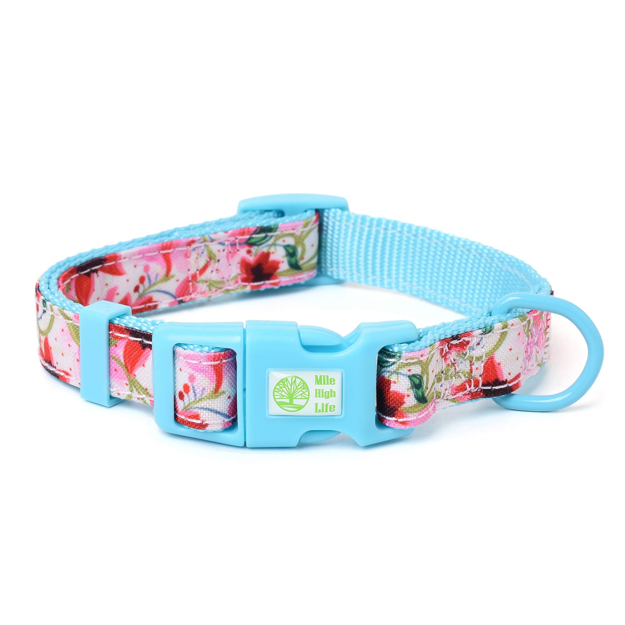 Cute Flower & Fruit Pattern Dog Collar for Medium Dogs - Soft Poly Cotton Fabric, Lightweight & Comfortable - Perfect for Daily Walks, Training & Outdoor Adventures (Lily, Size M)