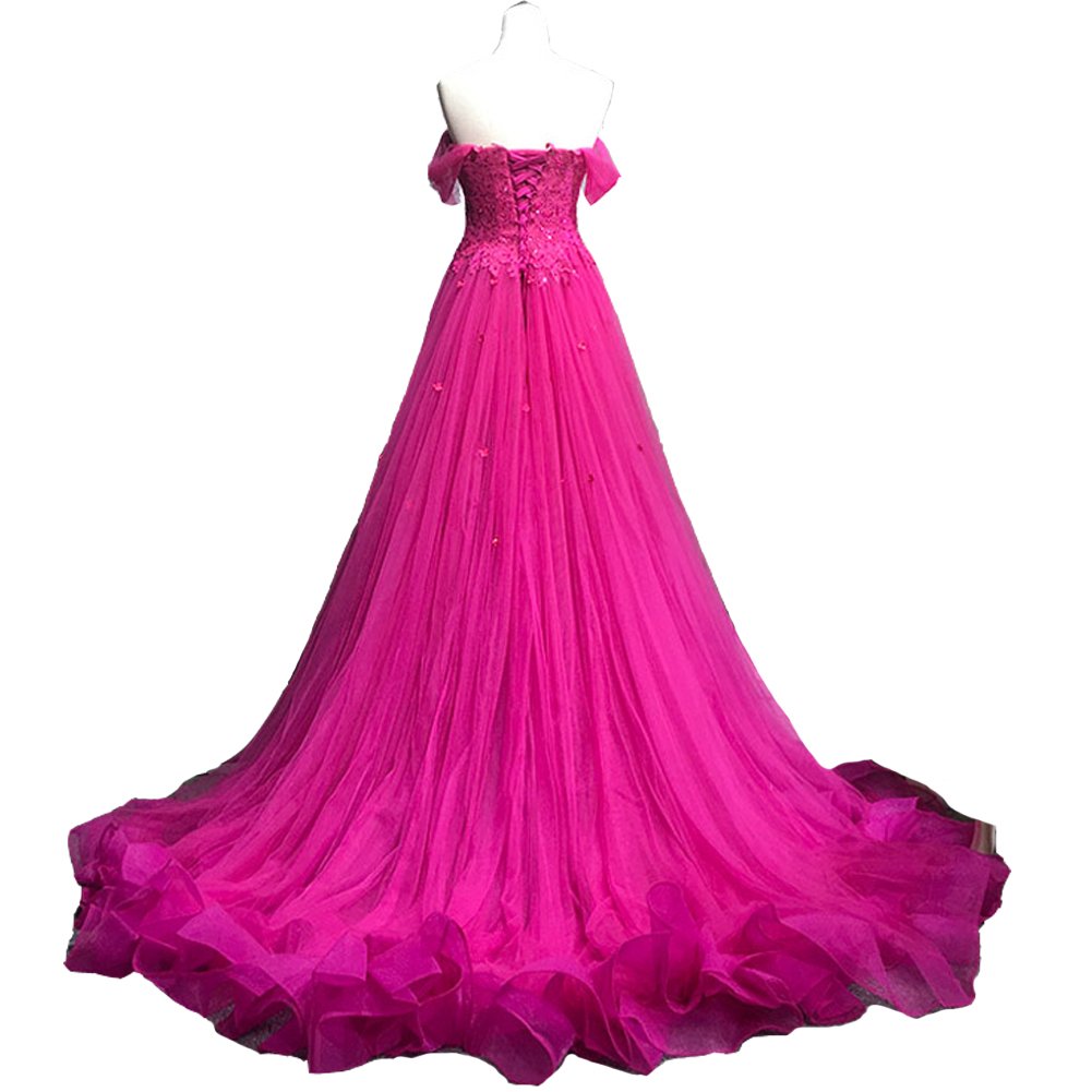 Kivary Off The Shoulder Beaded Lace High-Low Prom Dress for Homecoming & Formal Events - Elegant Evening Gown for Weddings, Parties & Special Occasions