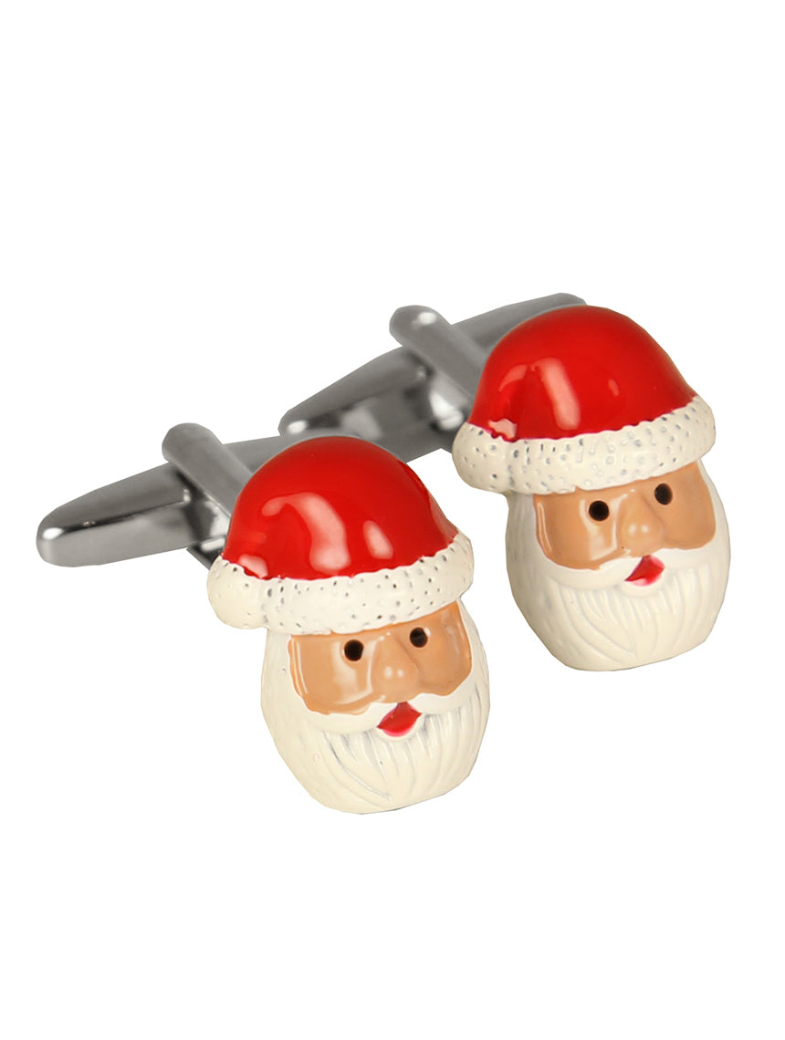 DÉCLIC Santa Head Cufflinks - Elegant Christmas Cuff Links for Men, Perfect for Holiday Parties, Weddings & Formal Events