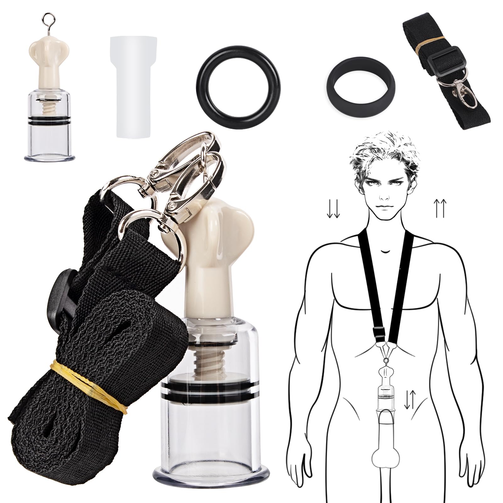 **Penis Extender & Pump Kit for Men – Adjustable Traction Device for Enlargement & Erection Training | Dual-Wear Design for Comfort | Adult Male Enhancement Sex Toys – Perfect for Home Use & Couples Play**