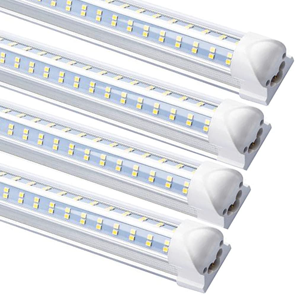 20 Pack 8ft LED Shop Light Fixture - 96'' T8 Integrated Linkable LED Tube Lights, 120W 13500LM 6000K Daylight White, V-Shape Clear Lens, Plug & Play - Perfect for Garage, Warehouse, Workshop, Basement Lighting