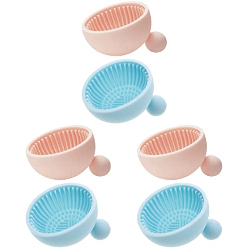 FRCOLOR 6 Pack Silicone Makeup Brush Cleaner Pad & Scrubber Bowl Set - Reusable Makeup Brush Cleaning Mat for Foundation, Eyeshadow, Blush Brushes - Perfect for Home & Professional Makeup Artists
