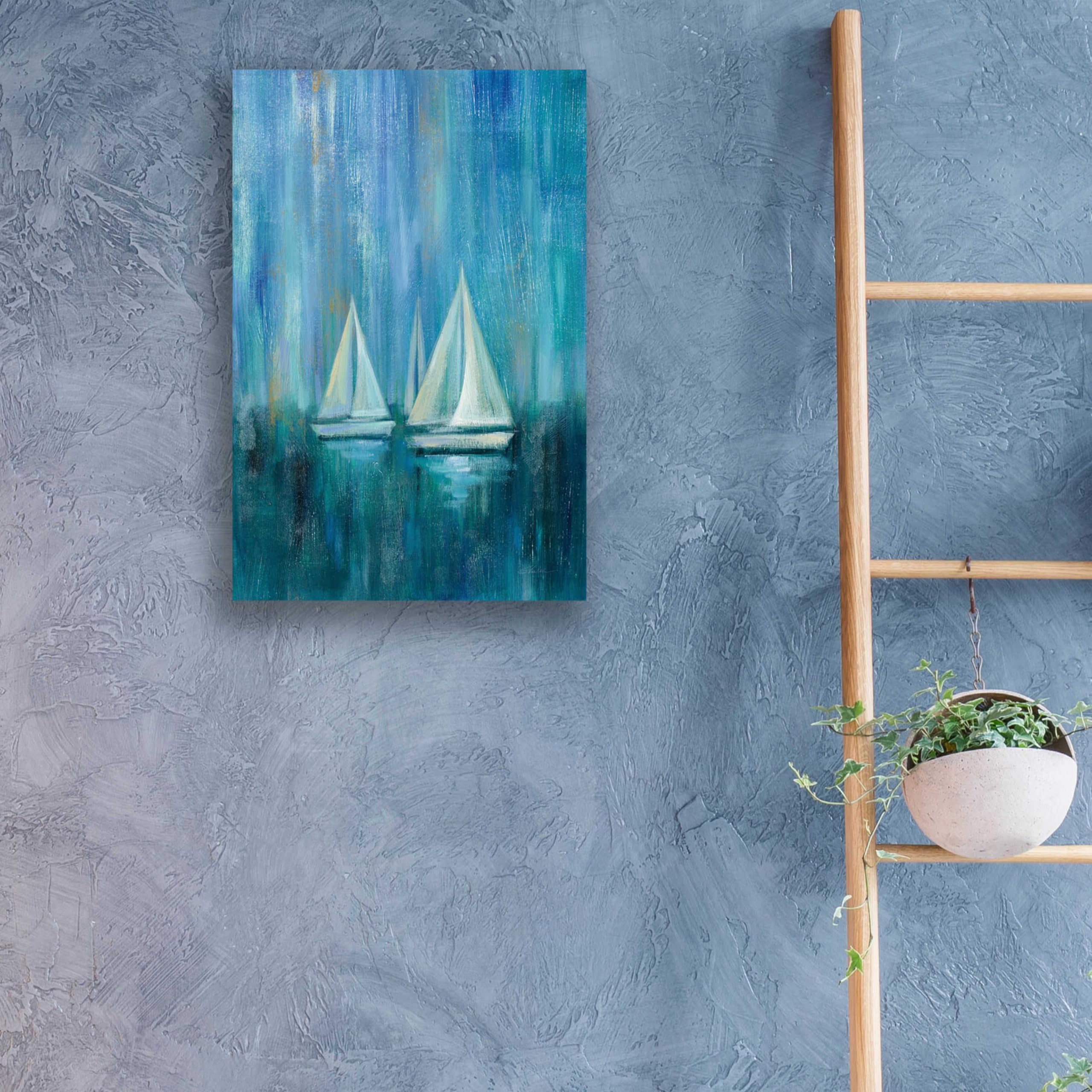 Epic Art 'Sailboat Simplicity II' by Silvia Vassileva - 16x24 Inch Acrylic Glass Wall Decor - Modern Nautical Painting for Living Room, Bedroom & Office