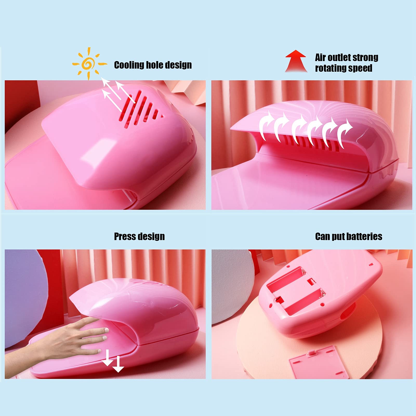 Portable Nail Dryer Fan - Quick Drying Nail Polish Cooler for Home & Salon Use - Fast Airflow Nail Art Dryer for Gel, Acrylic & Regular Polish - Perfect for Manicures, Pedicures & Nail Art Sessions