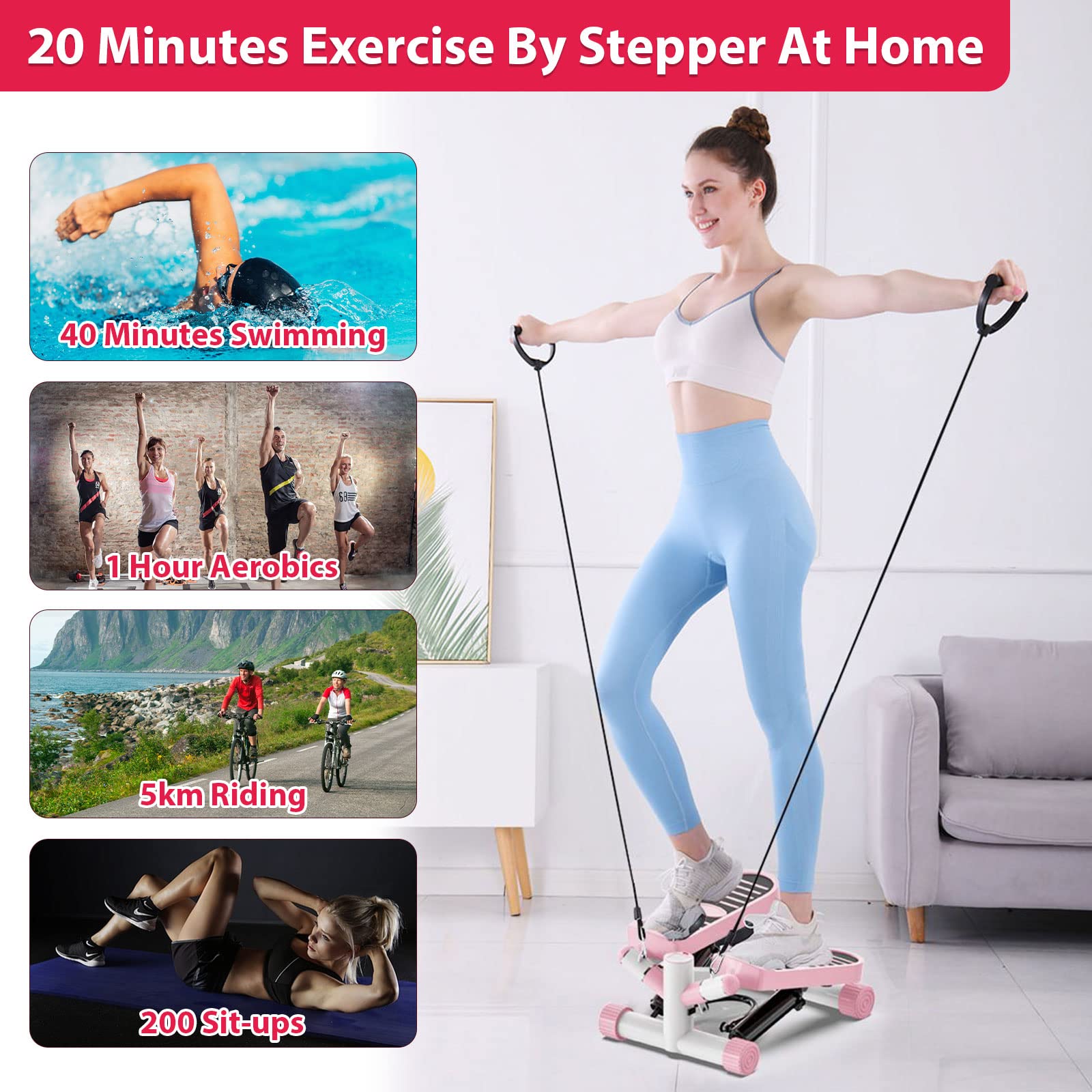 Portable Stepper Machine for Home & Office Workout - Mini Stair Climber Exercise Equipment for Cardio, Leg & Glute Training - Perfect for Small Spaces, Desk Workouts & Home Gym Fitness