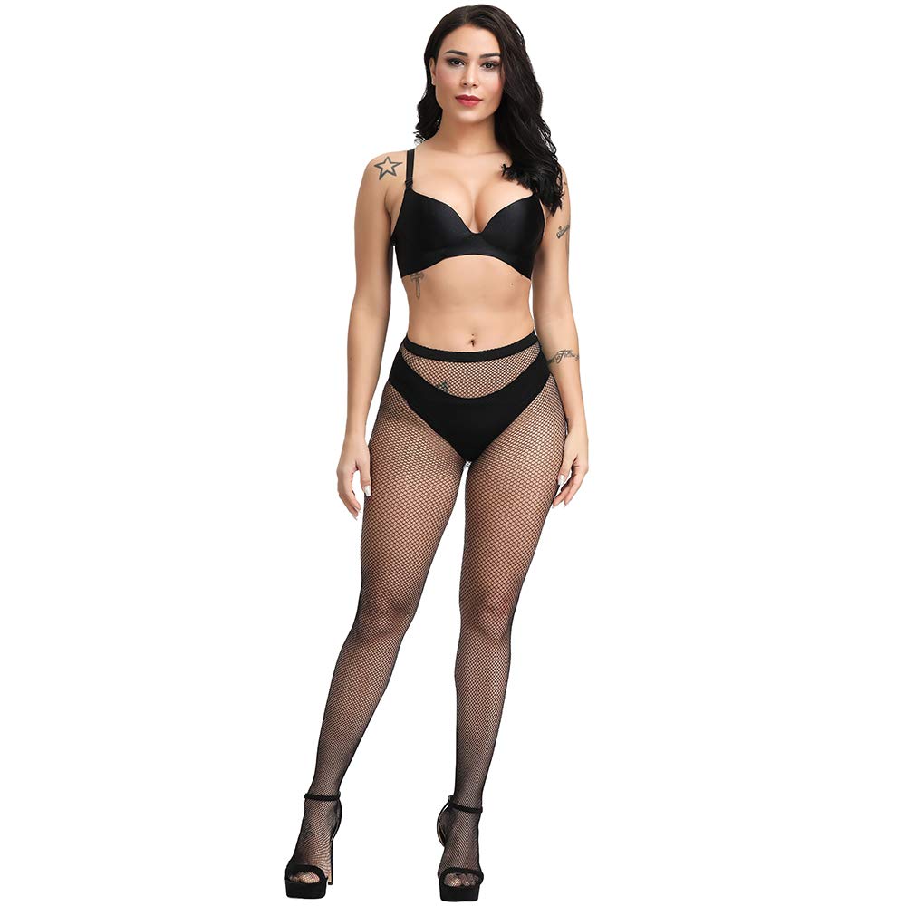 CozyWow Women's High Waist Fishnet Tights - Soft Stretchy Footed Stockings with 10+ Color Options | Perfect for Halloween Costumes, Party Outfits & Fashion Layering