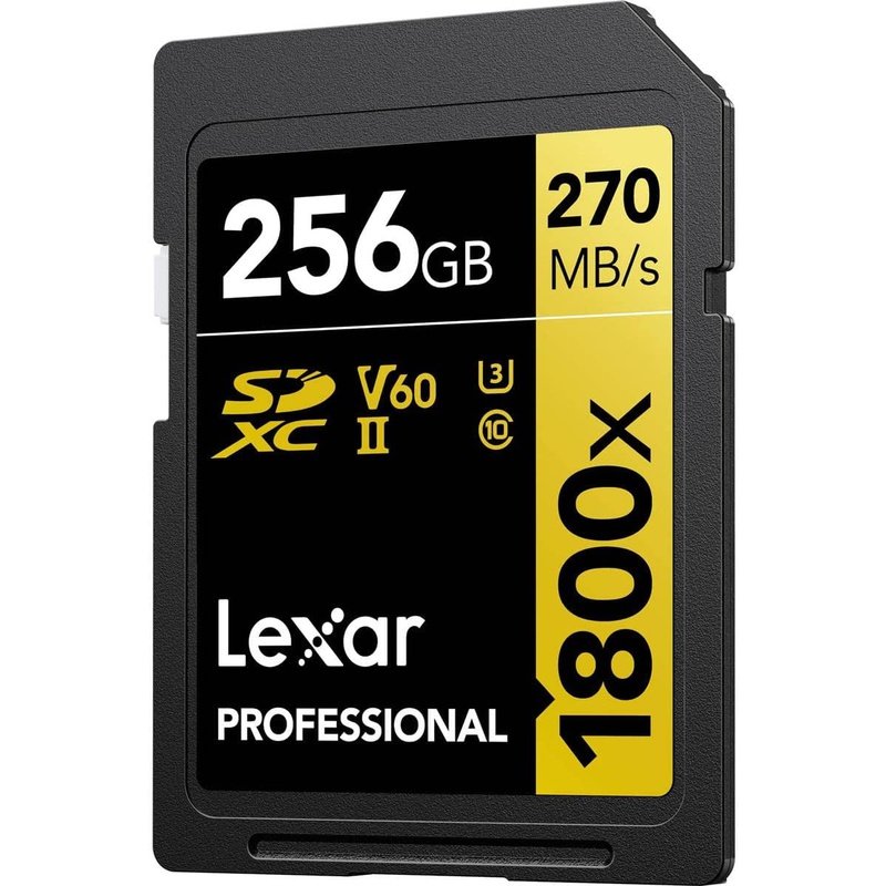 Lexar Professional 256GB SDXC UHS-II Gold Series 1800X Memory Card (2-Pack) – High-Speed Performance for DSLR Cameras, 4K Video & Action Cameras