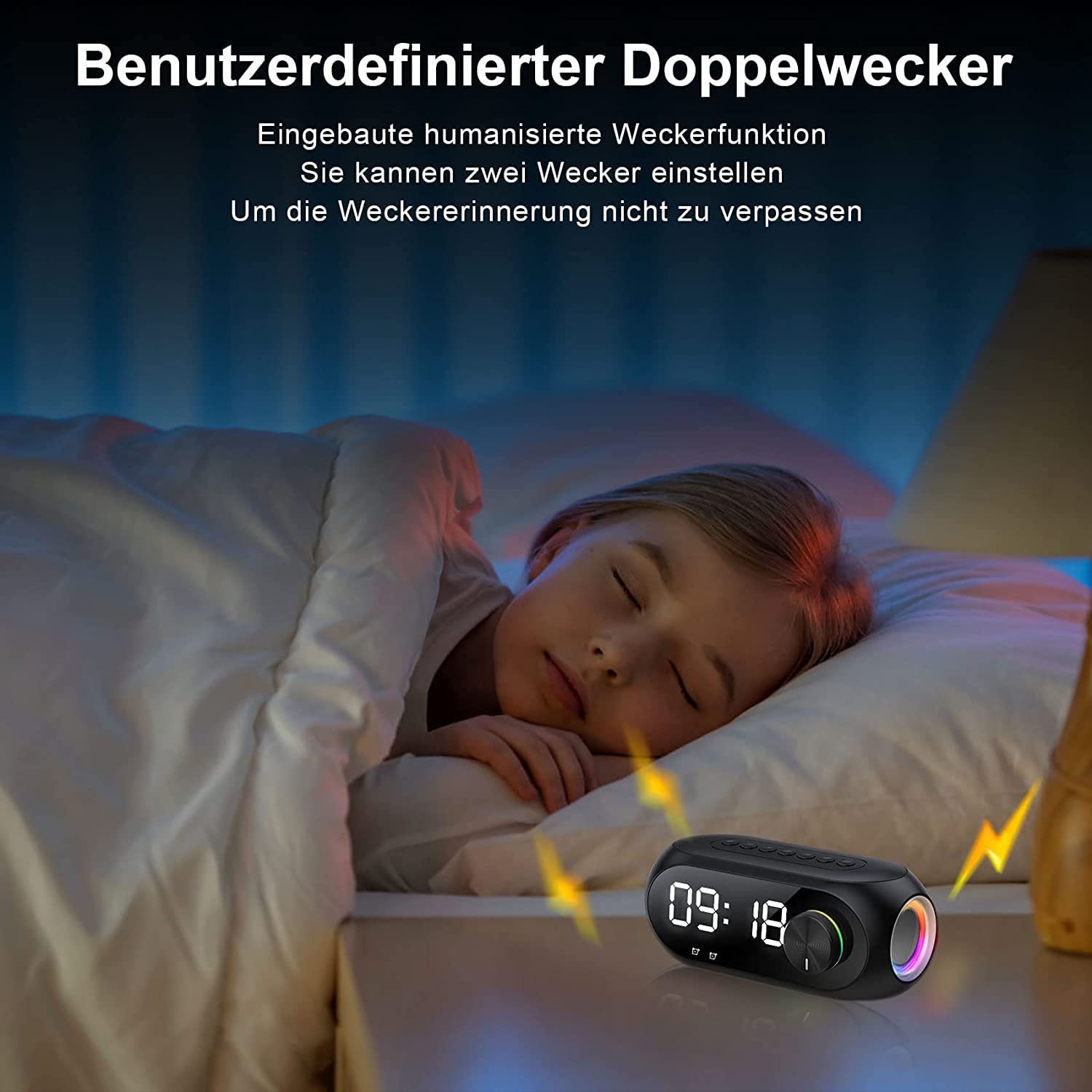 Bordhap Bluetooth Mirror Speaker with Digital Radio, Alarm Clock, Dual Alarm Mode & USB Charger - Perfect for Bedroom, Bathroom, and Office Use