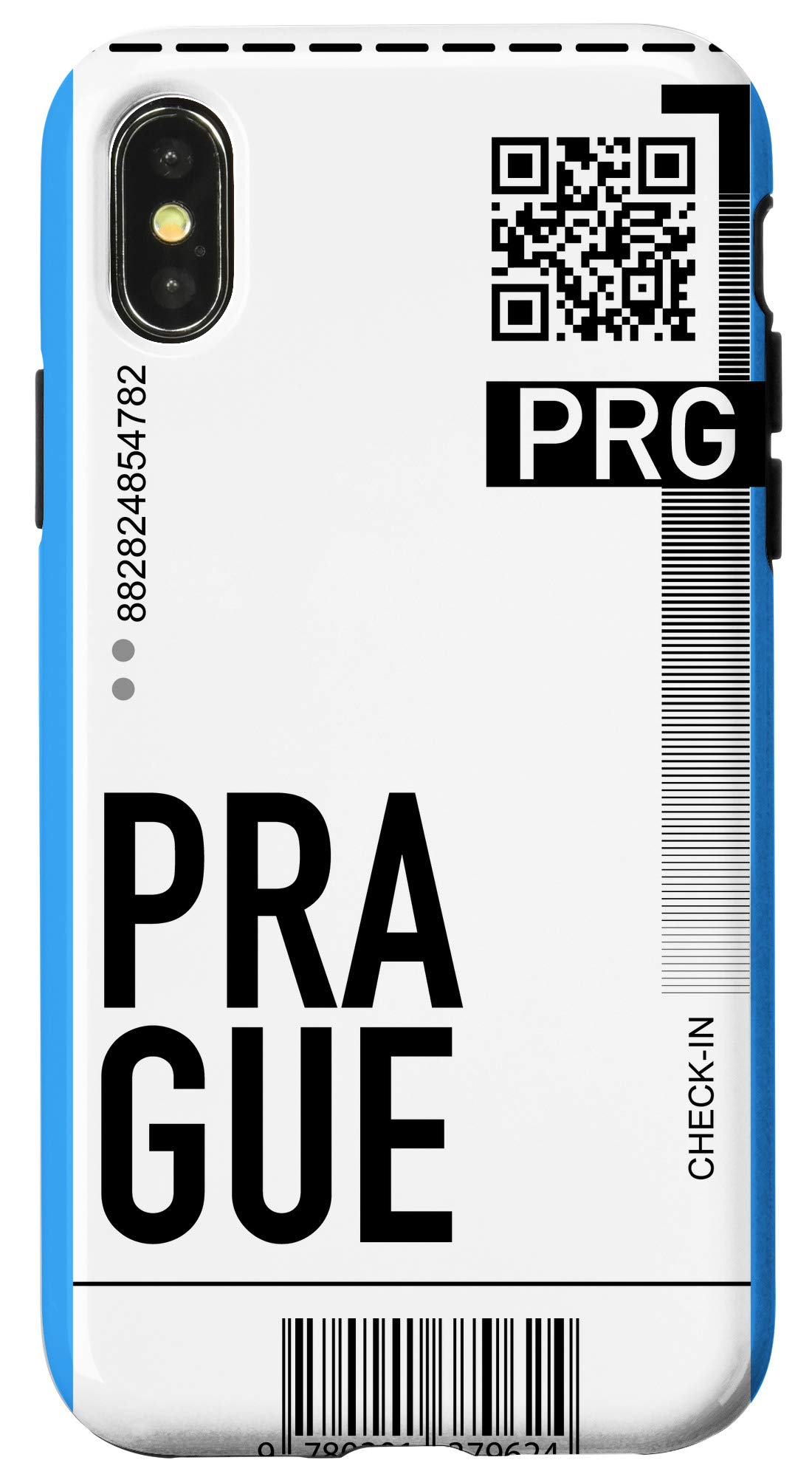 iPhone X/XS Prague Travel Phone Case - Boarding Pass Design, City Blue Hard Cover - Perfect for Air Travel & Vacation Souvenirs