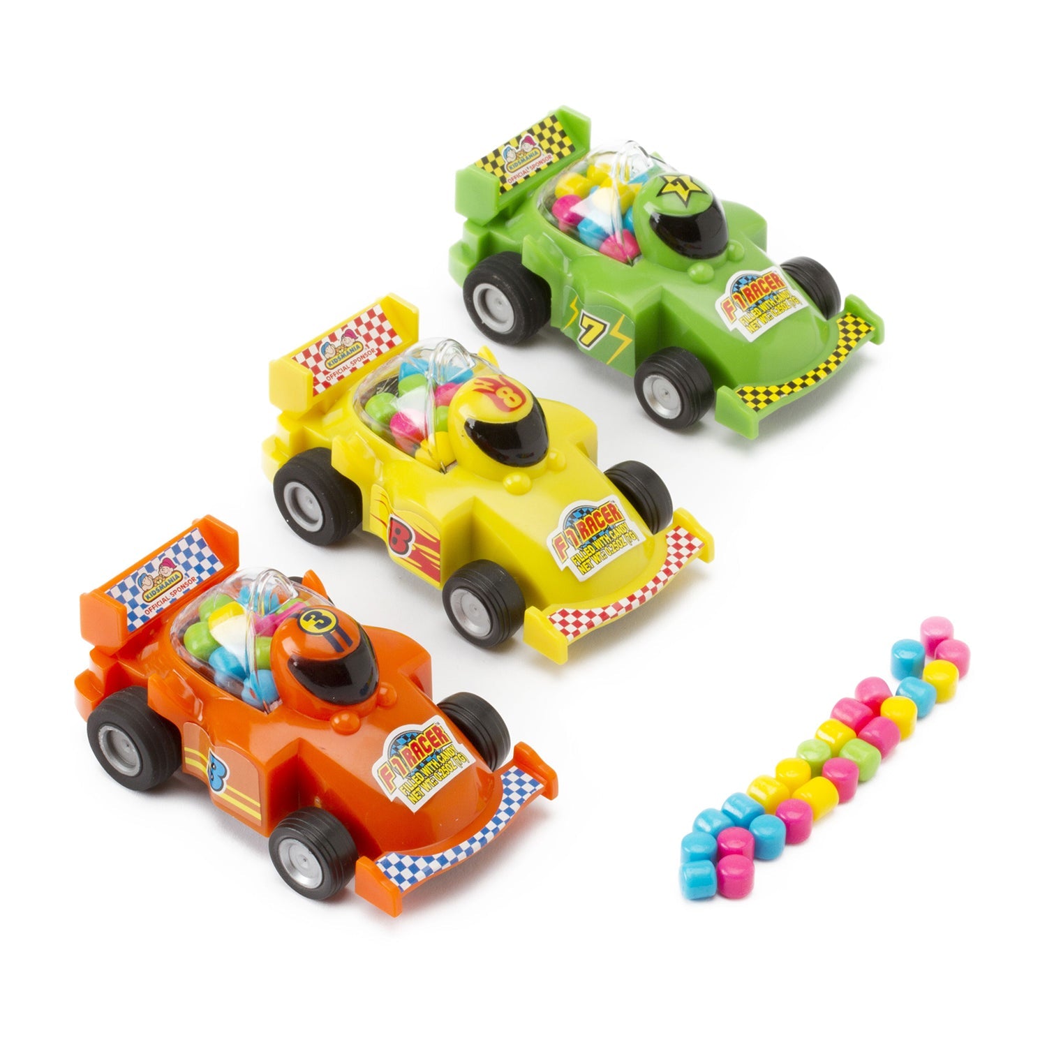 Kidsmania Candy 500 Racer Toy Cars - 12 Piece Set in Display Box | Perfect for Birthday Party Favors, Classroom Rewards & Kids Collectibles