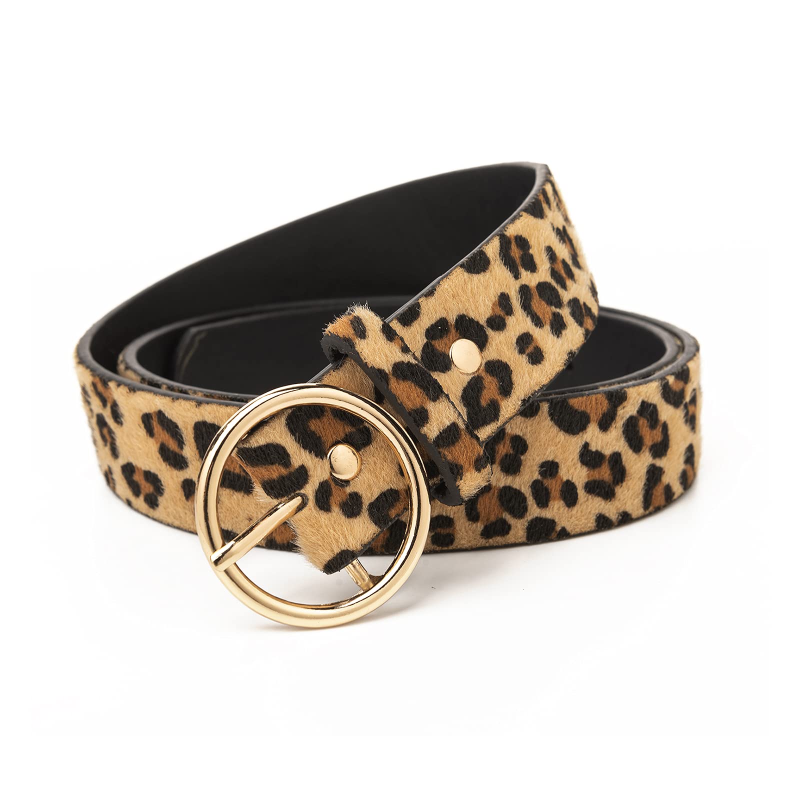 Miss Danger Leopard Print Women's Fashion Belt with Alloy Buckle - Stylish Leather Waist Belt for Jeans, Pants & Dresses | Perfect for Casual Outfits, Office Wear & Night Out
