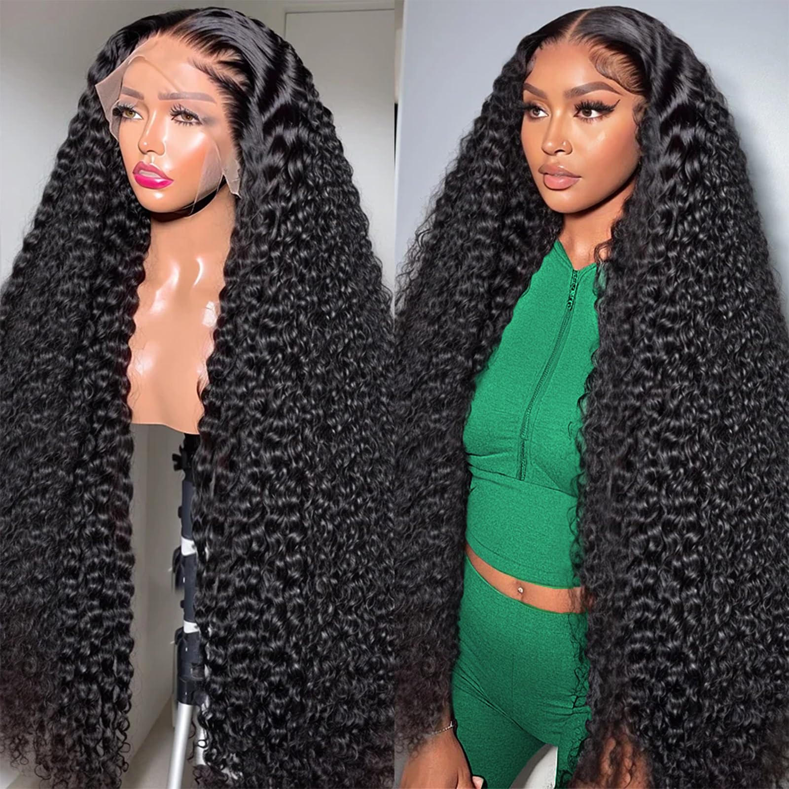 30 Inch Deep Wave Lace Front Human Hair Wig - 200% Density 13x4 HD Curly Lace Frontal Wig for Women | Perfect for Daily Wear, Parties & Special Occasions